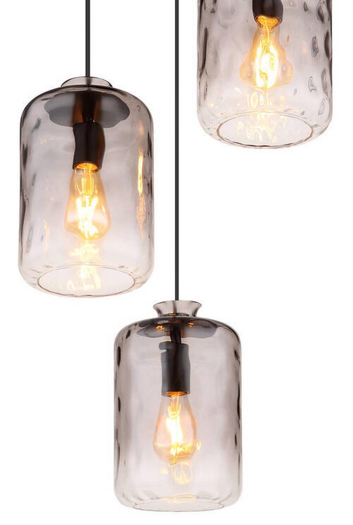 HÄNGELEUCHTE 16046-3H - Klar/Schwarz, Design, Glas/Metall (47/120cm) - Globo