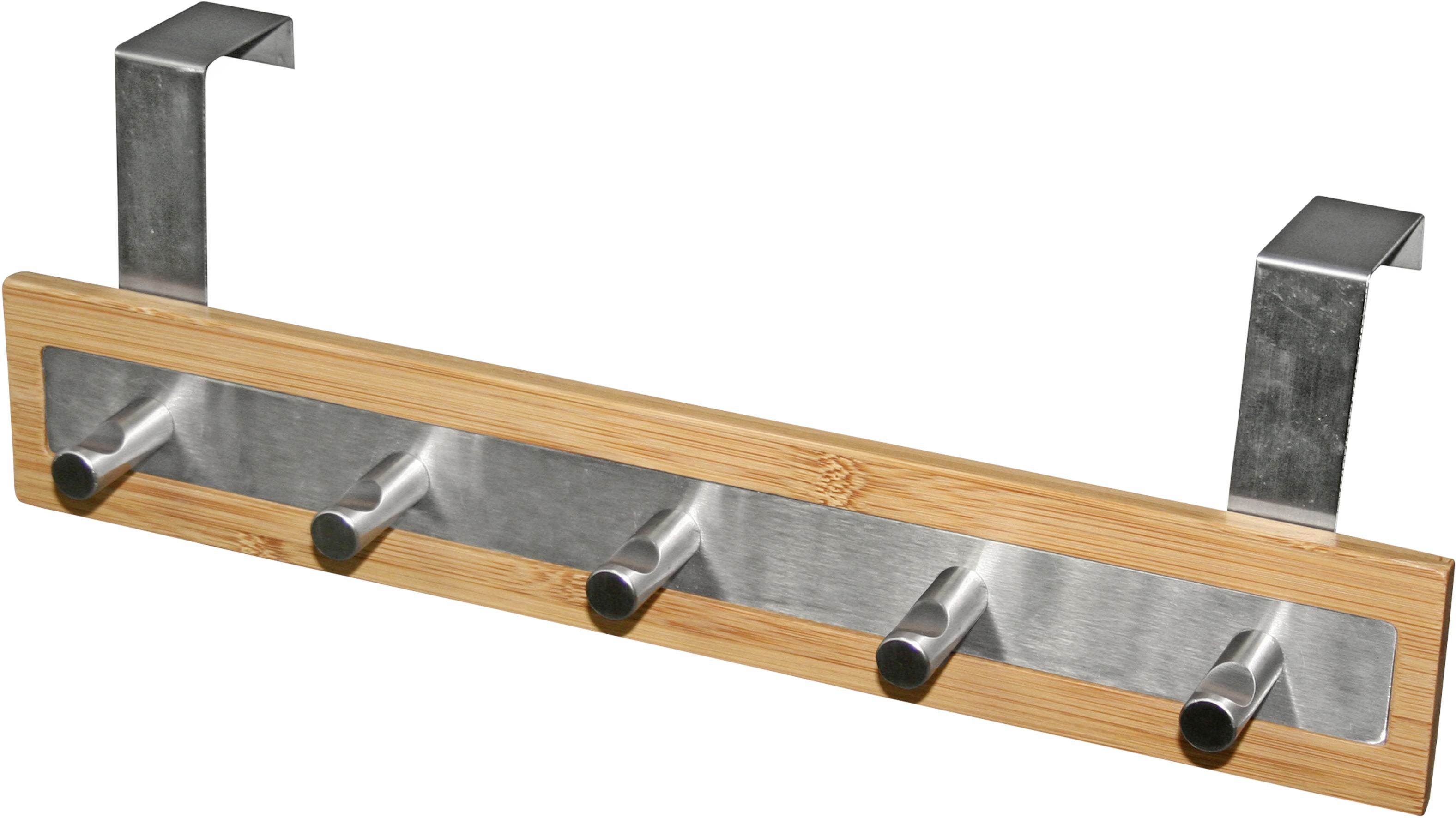 Obešalnik Za Vrata Lisa, Bambus, Jeklo - barve kroma/naravne barve, Moderno, kovina/les (36/12/8cm) - Modern Living