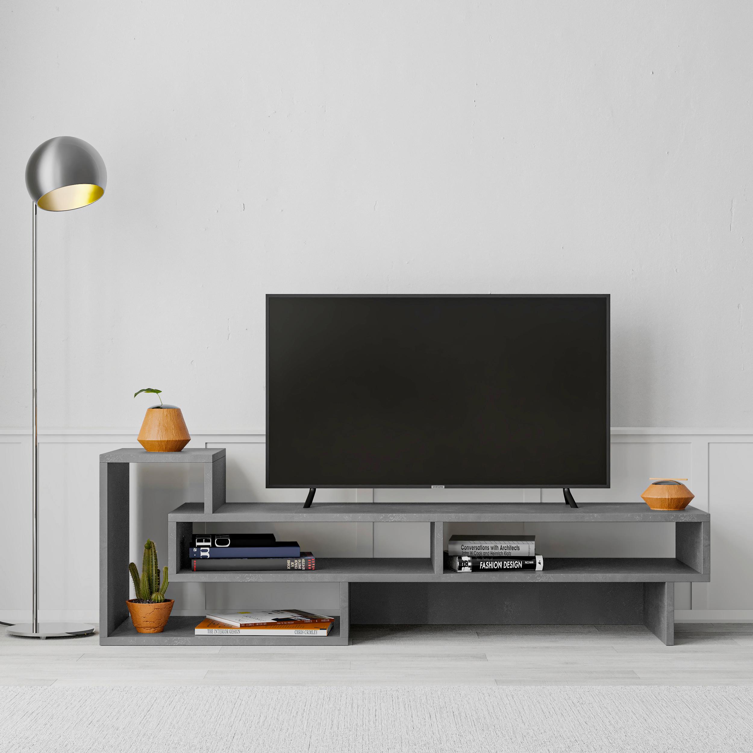 PHONOTISCH TETRA TV STAND - Dunkelgrau, Design, Holzwerkstoff (137/42/40cm) - Livetastic