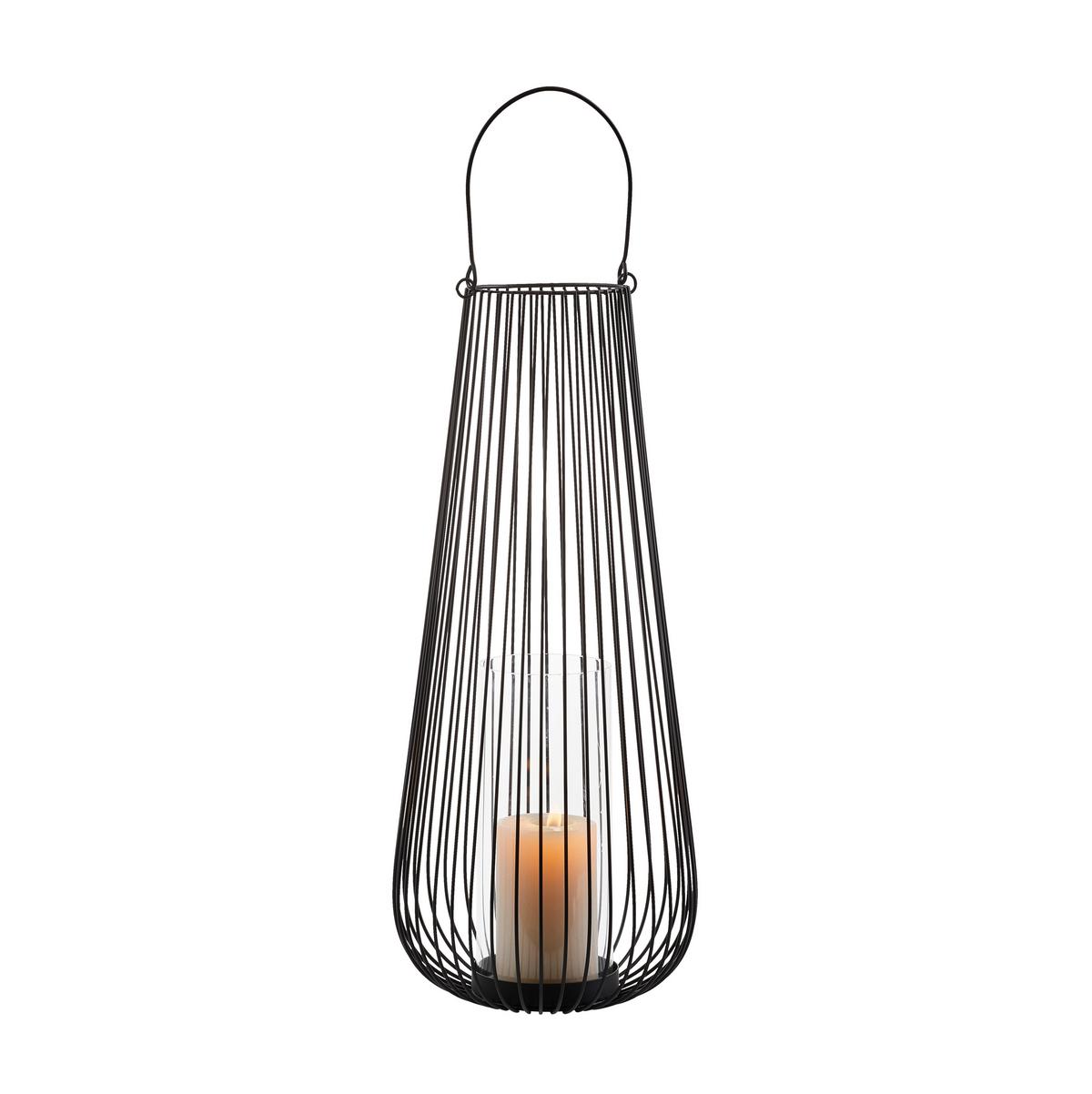 LATARNIA NEW INDUSTRY - czarny, Trend, metal/szkło (19,5/45,5cm) - Ambia Home