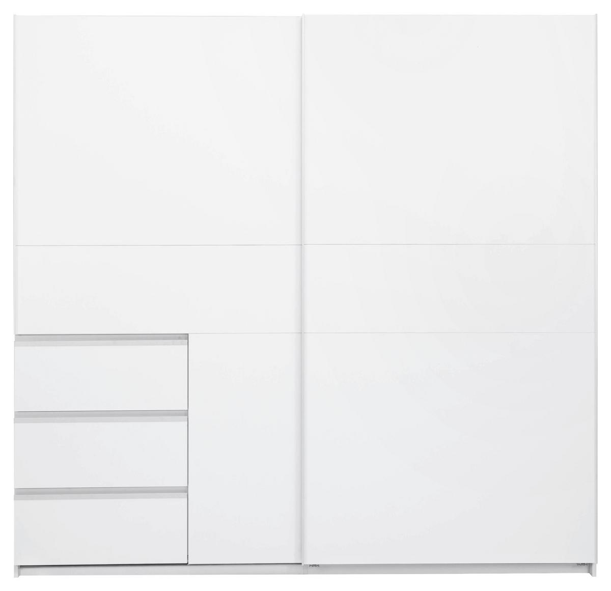 Omara Z Drsnimi Vrati Wilma, Bela - bela, Moderno, kovina/leseni material (215/210/61,5cm) - P & B