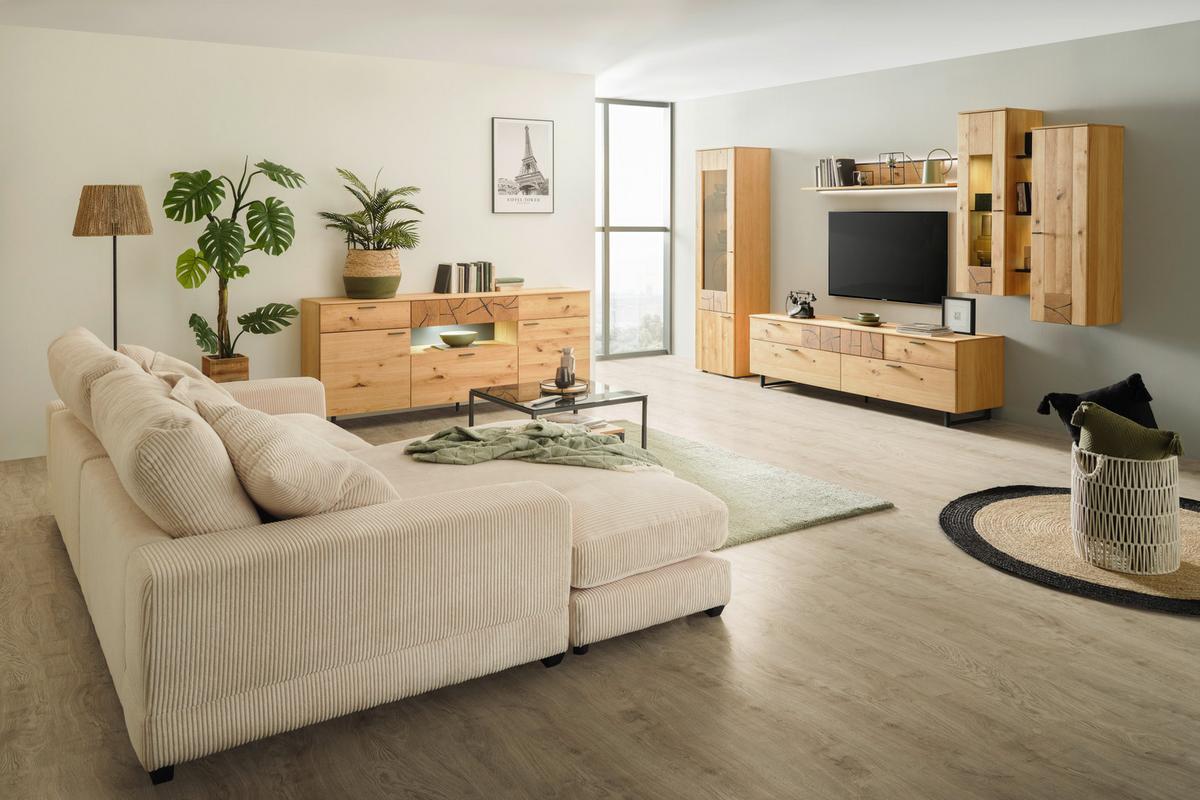 Hängeelement Stockholm in Eichefarben - Eichefarben/Schwarz, MODERN, Holzwerkstoff/Metall (37/119/38cm) - Premium Living