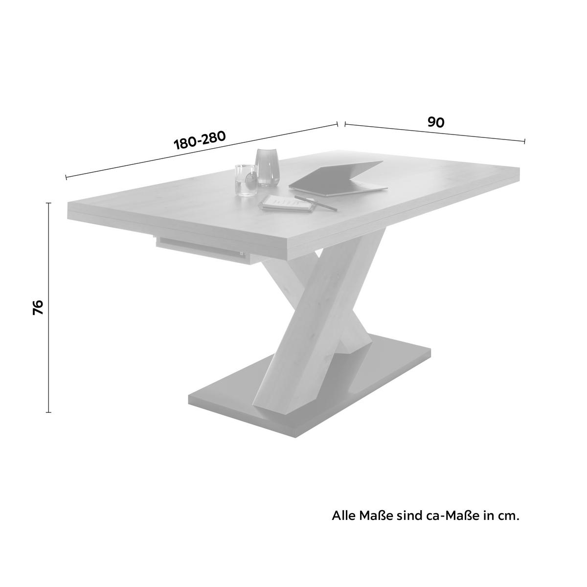 Raztegljiva Miza Komfort 2.0 X - črna/hrast artisan, Moderno, leseni material (180-280/90/76cm) - Mömax