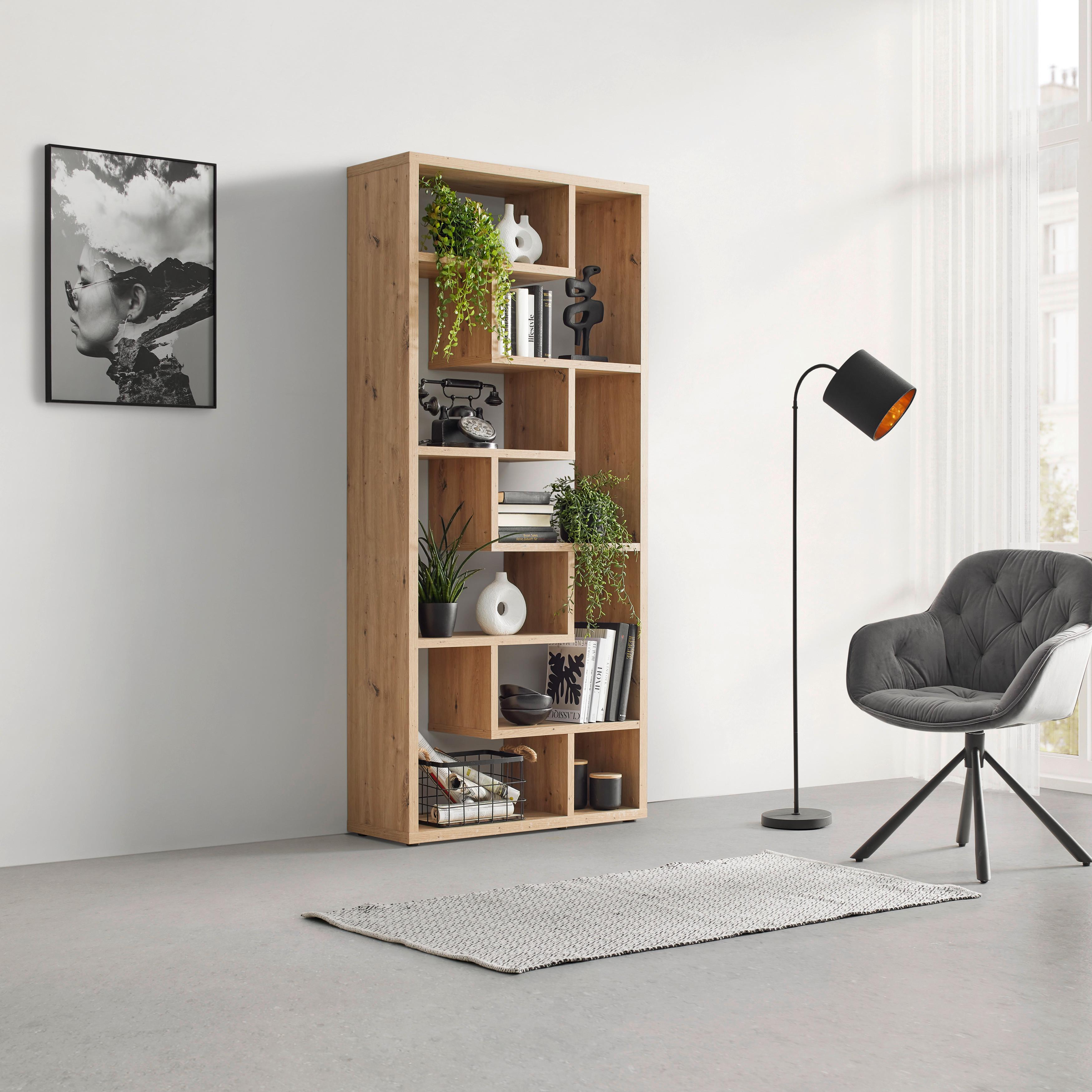 Raumteiler Bounty Eiche Artisan - Schwarz/Eiche Artisan, Modern, Holzwerkstoff/Kunststoff (89/192/33cm) - Mömax