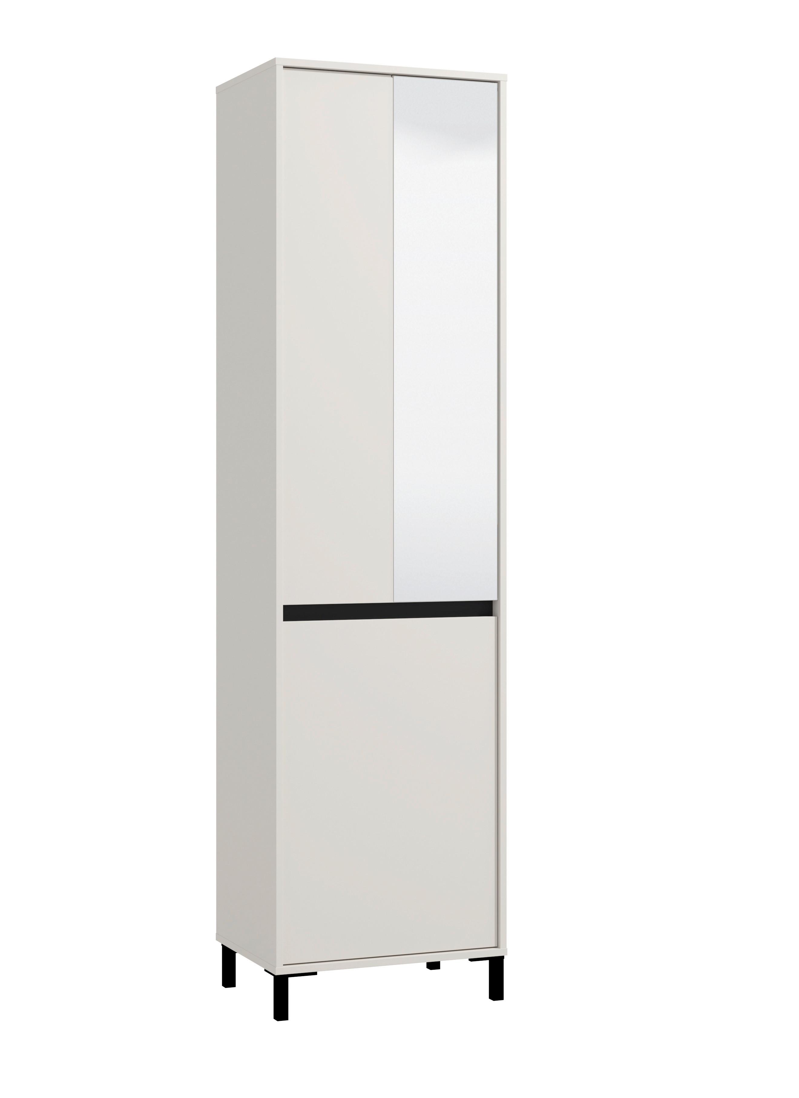 Előszobaszekrény Arran - kasmírszínű/fekete, Modern, faalapú anyag (54,5/205,5/40cm)