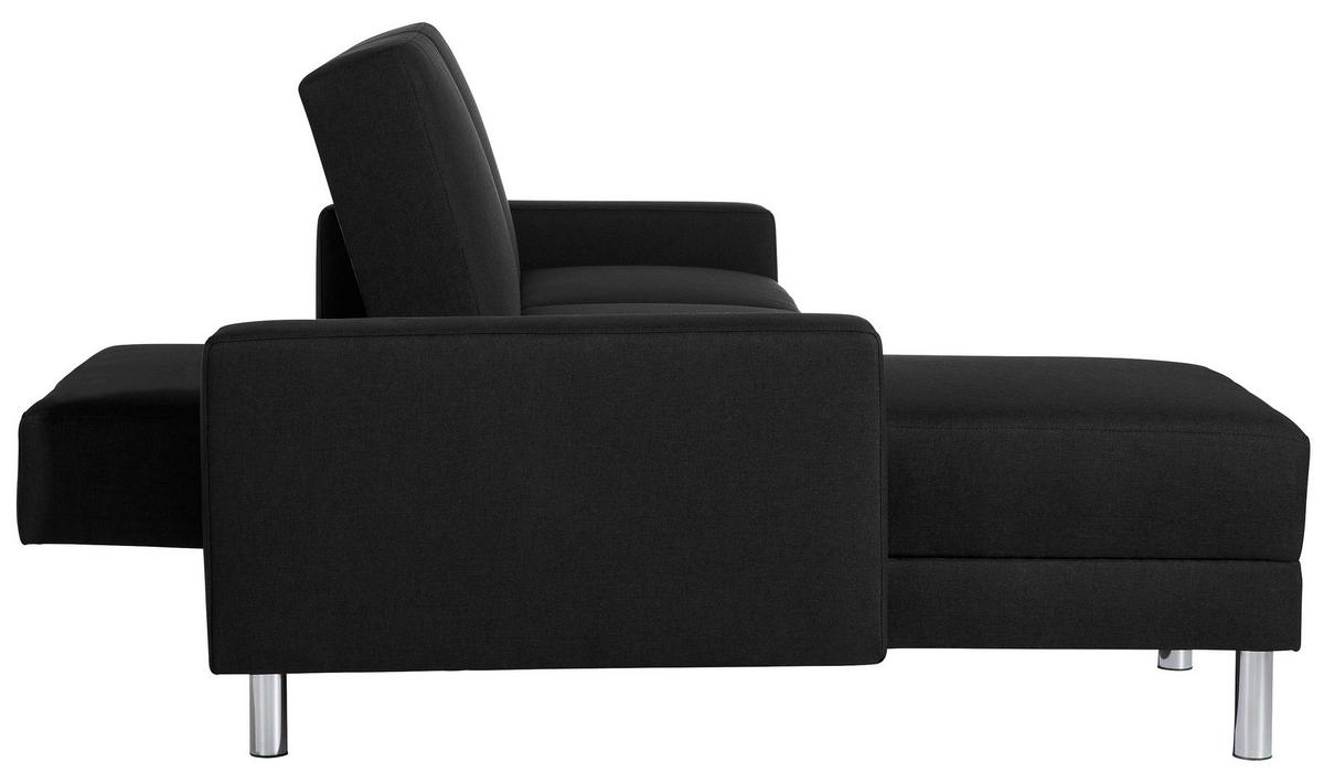 ECKSCHLAFSOFA JUST FASHION - Chromfarben/Schwarz, KONVENTIONELL, Textil/Metall (152/230cm) - Max Winzer