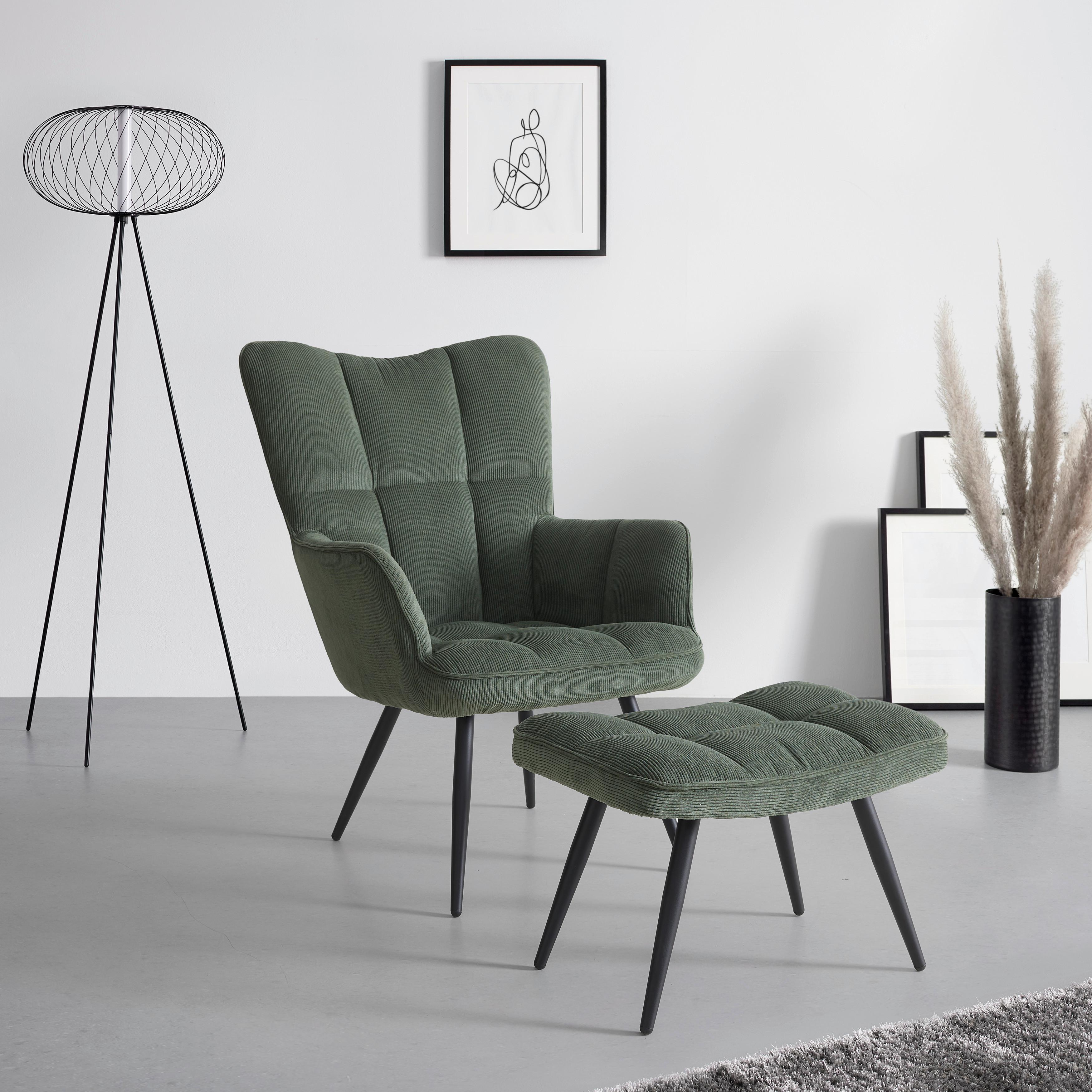 Sessel Alex Grün - grön/svart, Modern, metall/textil (68/100/78cm) - Based