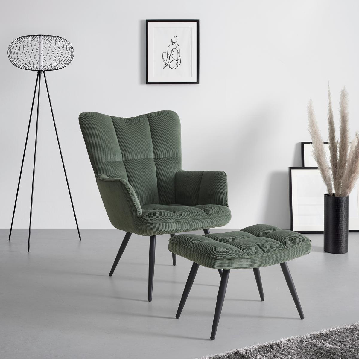 Sessel Alex Grün - Schwarz/Grün, MODERN, Textil/Metall (68/100/78cm) - Based