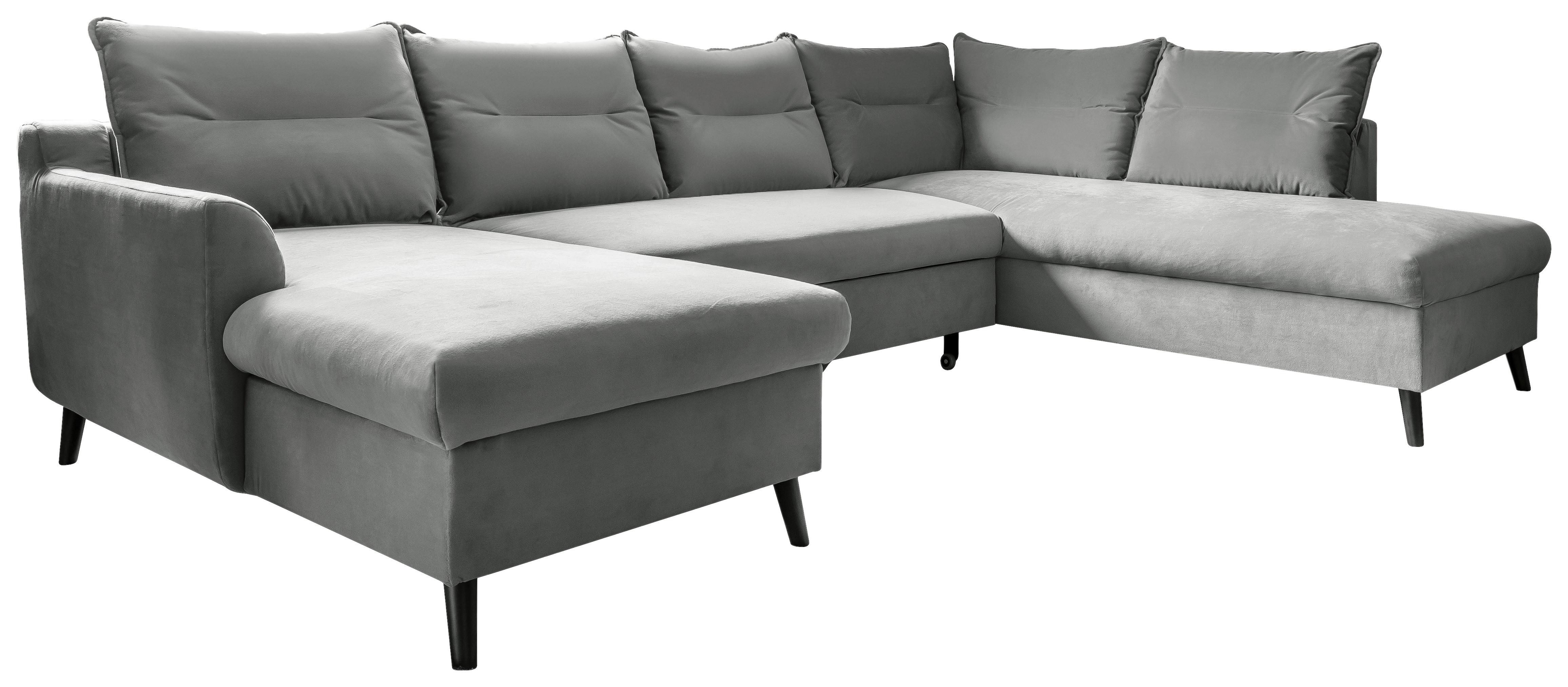 Sedežna Garnitura Stylish Stan, Svetlo Siva - črna/svetlo siva, Basics, tekstil/les (150/300/200cm) - MID.YOU