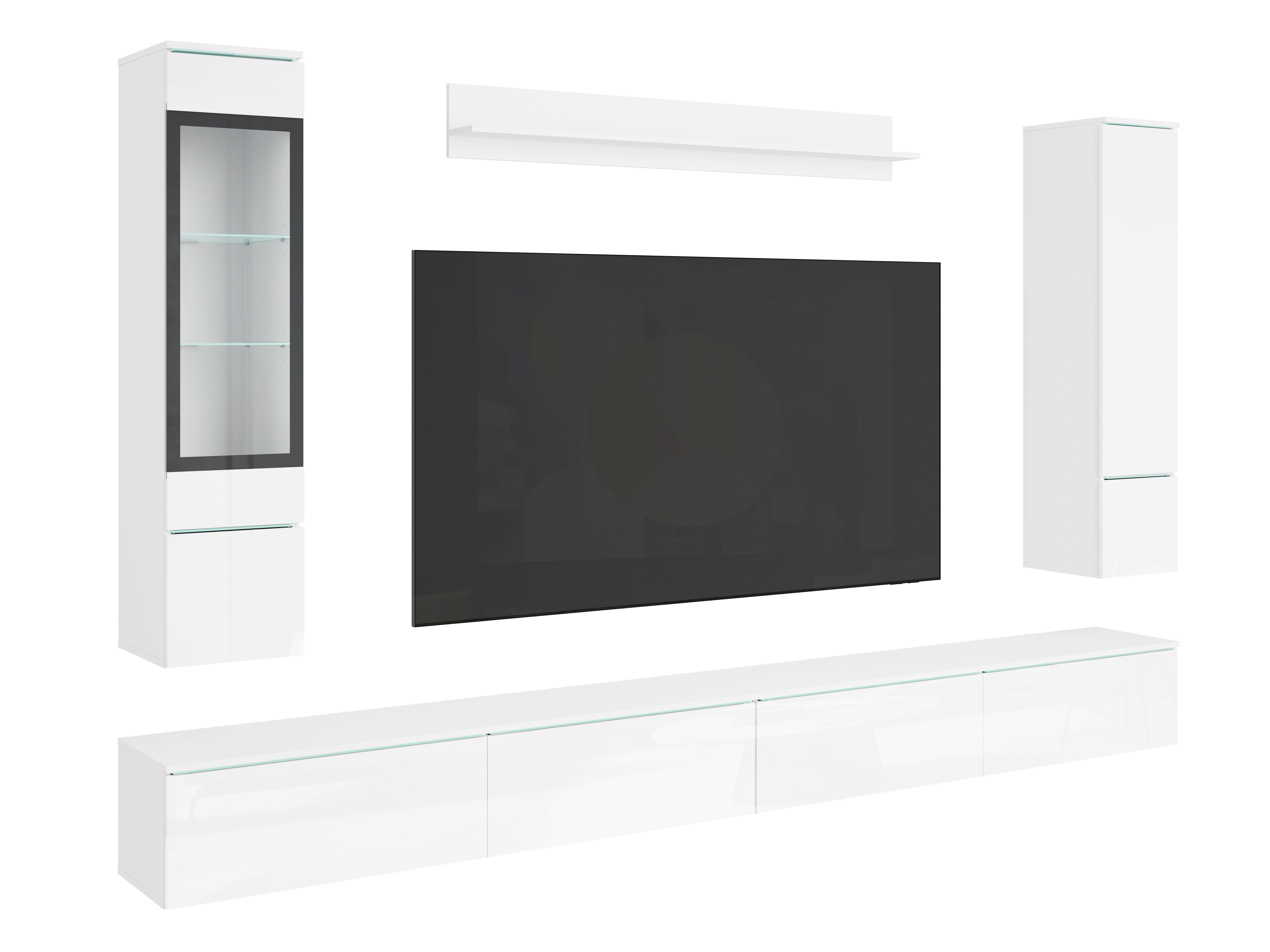 Dnevni Regal Veral Xxl, Bela, 5-Delni - siva/bela, Basics, umetna masa/steklo (300/162/33cm) - P & B