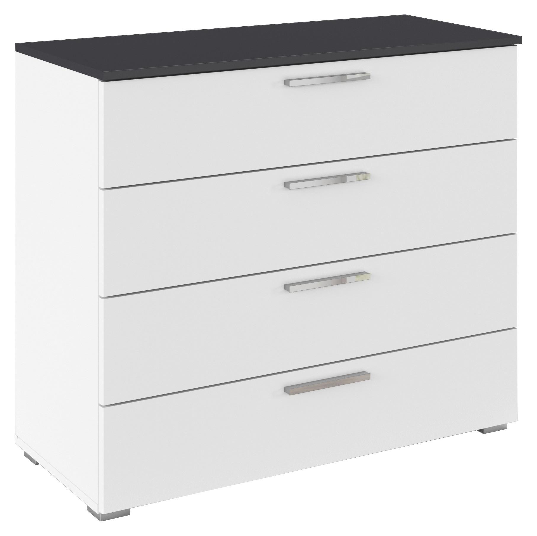 Kommode Caspio Grau/Weiß - Chromfarben/Weiß, KONVENTIONELL, Holzwerkstoff (93/81/42cm) - Premium Living