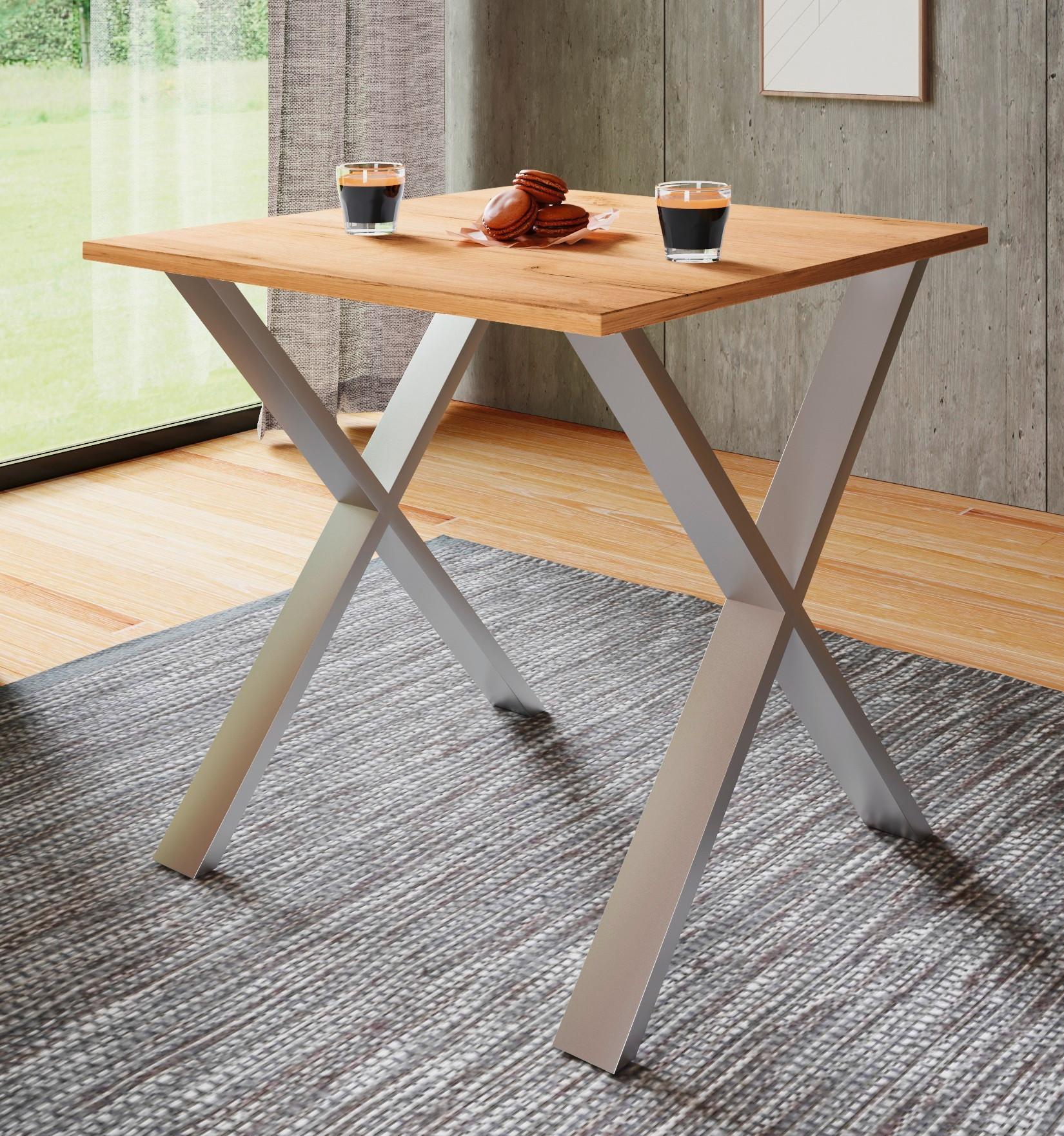 SCHREIBTISCH LONA - Honigeiche/Silberfarben, Design, Holzwerkstoff/Metall (80/80/76cm) - MID.YOU
