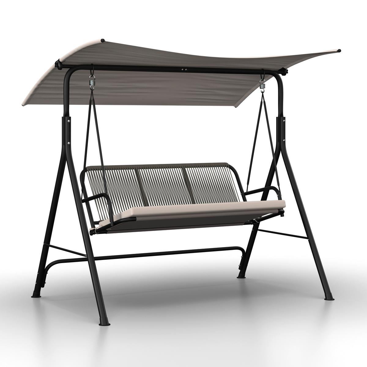 Gugalnica Savanna, Svetlo Siva - črna/svetlo siva, Moderno, kovina/tekstil (170/162/120cm) - Bessagi Garden