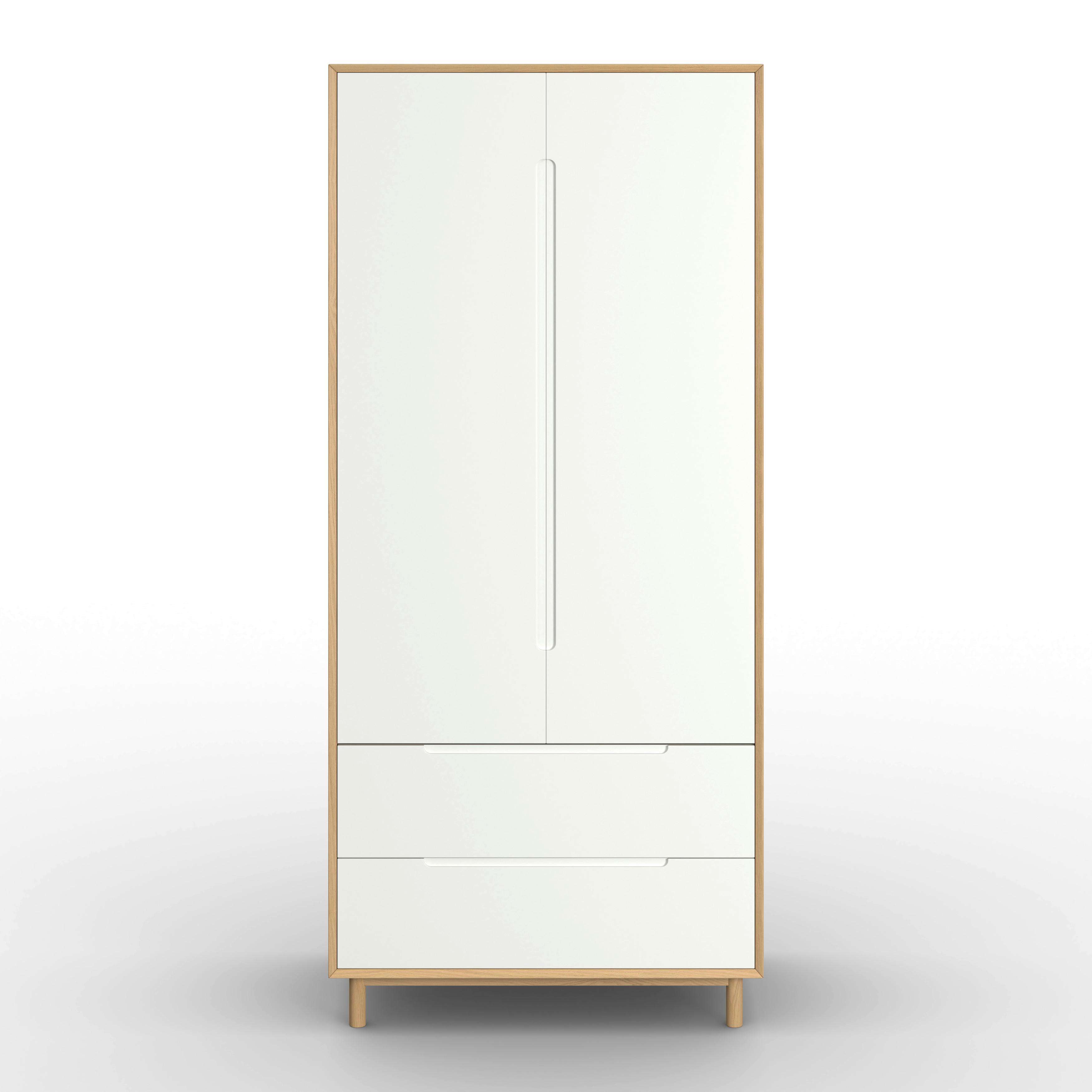 GARDEROB MARLO - vit/ekfärgad, Modern, trämaterial/trä (100/223/60cm) - Bessagi Home