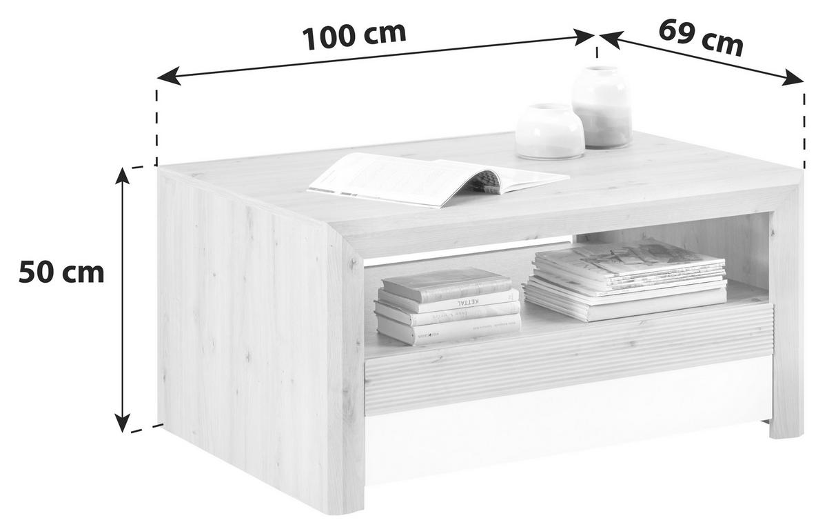 Stolić Kashmir New - bijela/boje hrasta, Moderno, drvni materijal (100/50/69cm) - Modern Living