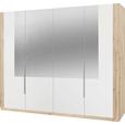 Drehtürenschrank Weiß/Eiche- Spiegel - Eichefarben/Weiß, MODERN, Glas/Holz (259/213/59cm) - MODERN LIVING