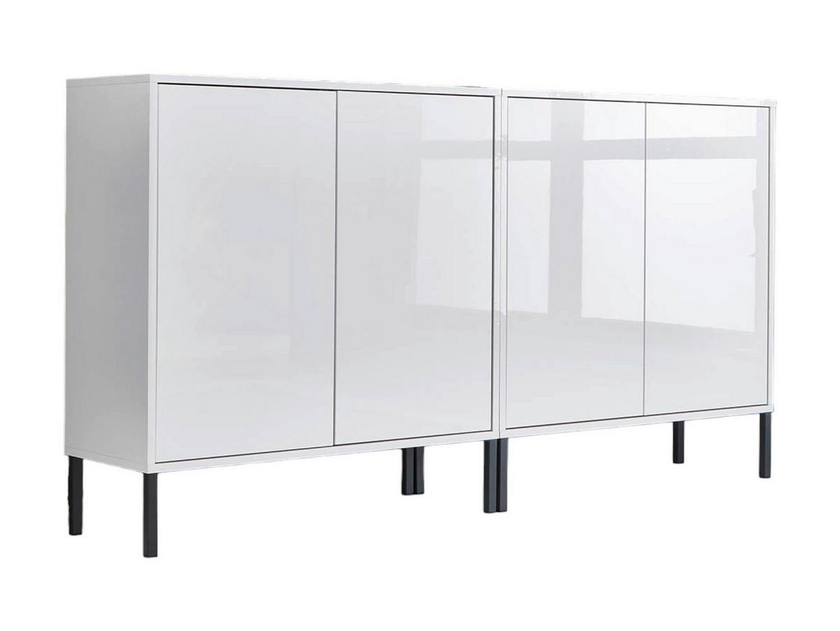 Sideboard Mailand Set 2 Weiß - Weiß Hochglanz/Anthrazit, MODERN, Holzwerkstoff/Metall (158/86/33cm) - MID.YOU