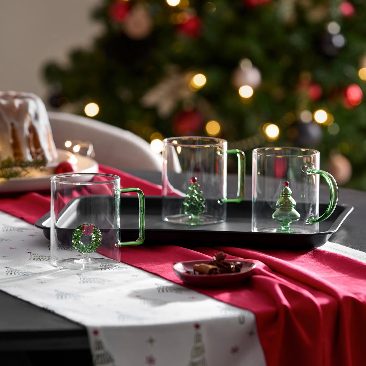 Tasse Christmas -Paz- - Transparent/Rot, Glas (8/10cm) - Mömax