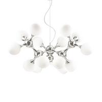Hängeleuchte Nodi Bianco Chromfarben/Weiß max. 40 Watt - Chromfarben/Weiß, Design, Glas/Metall (105/105/83-240cm) - Ideal Lux