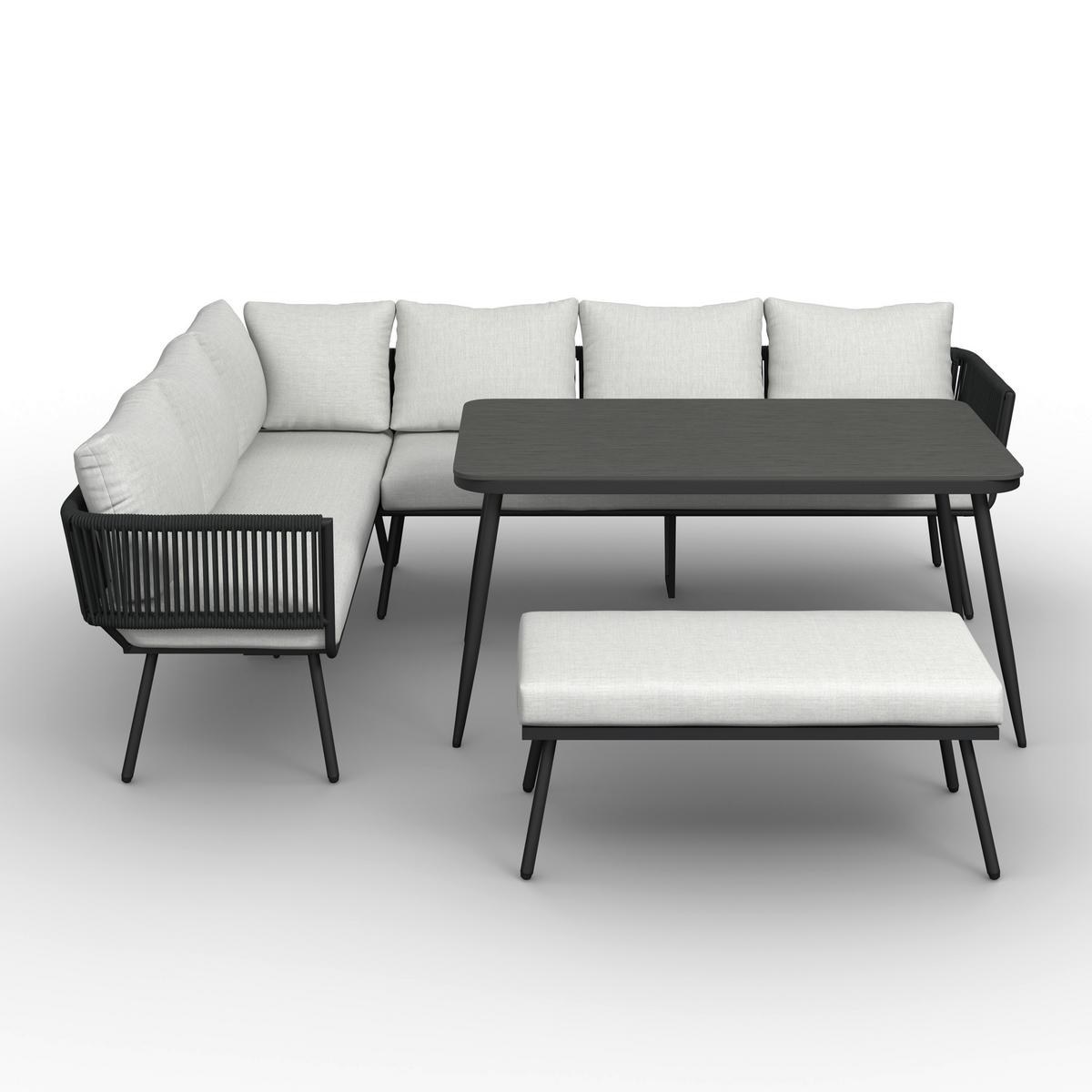 Jedilna Lounge Garnitura Camea, Svetlo Siva, 3-Delno - temno siva/svetlo siva, Moderno, kovina/umetna masa - Bessagi Garden