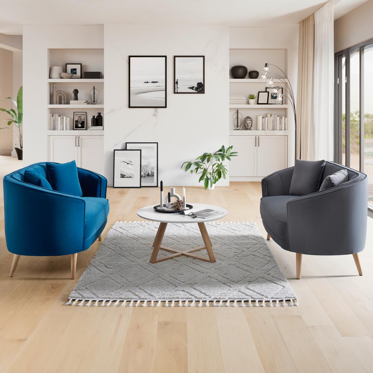 Sofa Hope Grau Samt - Naturfarben/Grau, Modern, Holz/Textil (141/77/73cm) - Bessagi Home