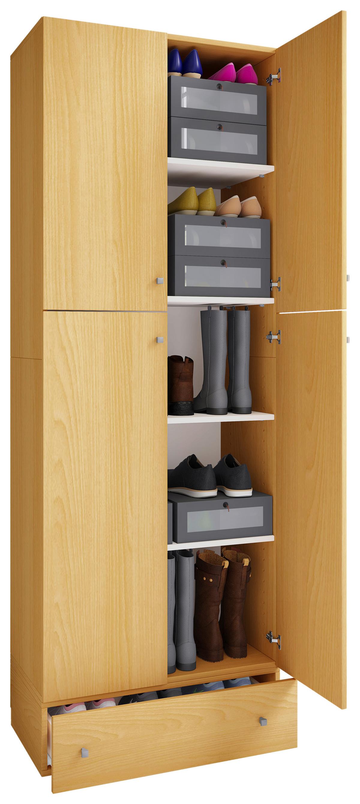 Schuhschrank Lona XXL ca.70x200x39cm Buchefarben - Buchefarben/Schwarz, KONVENTIONELL, Holzwerkstoff/Kunststoff (70/200/39cm) - MID.YOU