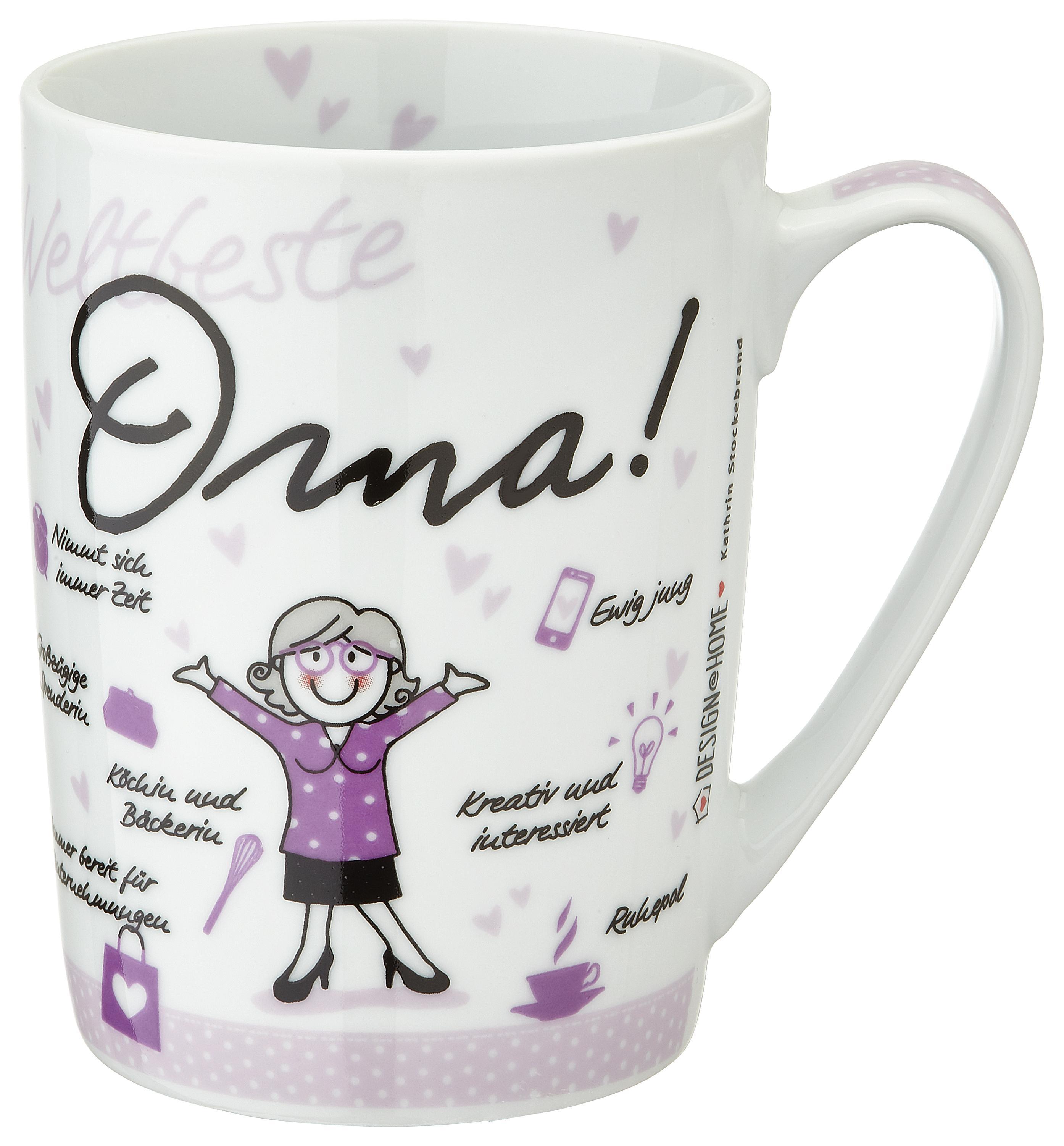 Kaffeebecher Weltbeste Oma ca. 250ml - Lila/Weiß, KONVENTIONELL, Keramik (7,5/10cm)