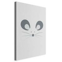 Slika Na Platnu Curious Mouse - temno siva/siva, Basics, tekstil/les (80/120/1,2cm) - artgeist