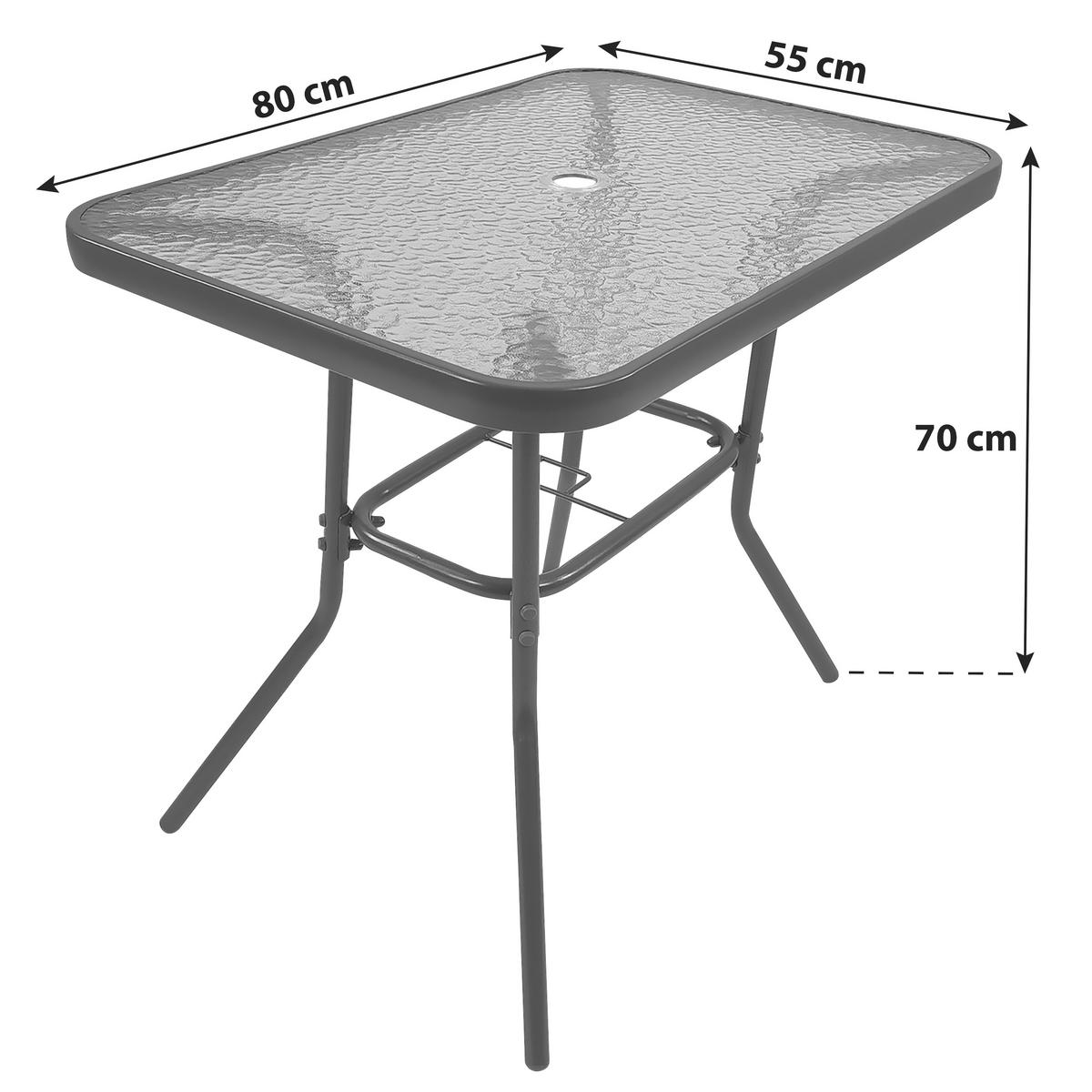 Vrtna Miza Gardenson, Antracit, 80x55 - antracit, Basics, kovina/steklo (80/55/70cm) - Gardenson