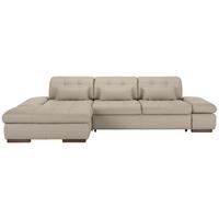 Wohnlandschaft Sanfino Leder Hellgrau - Chromfarben/Hellgrau, KONVENTIONELL, Leder/Metall (199/79-96/305cm) - Premium Living