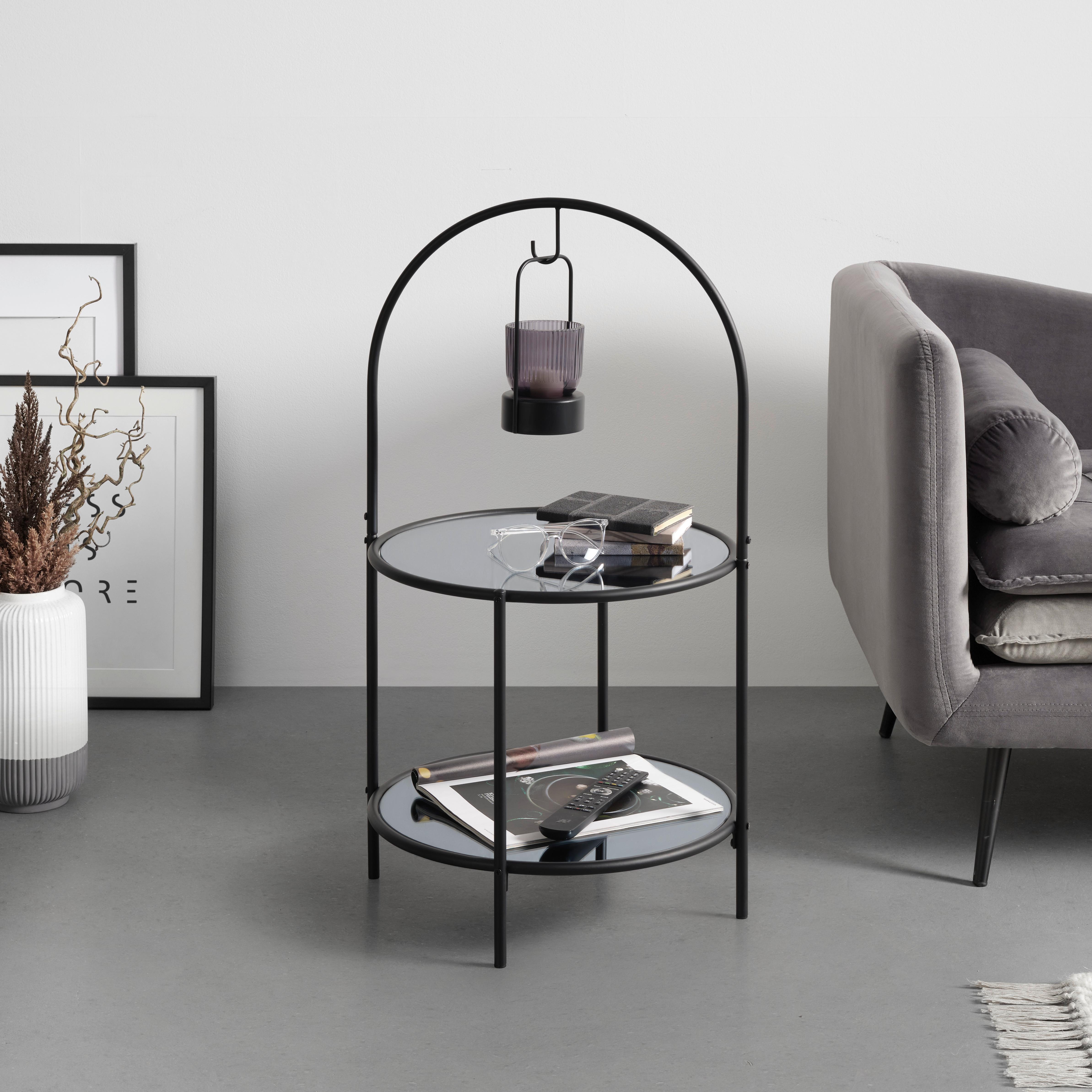 Beistelltisch Nobile Etagere Schwarz - Schwarz, MODERN, Glas/Metall (42/42/80cm) - Premium Living