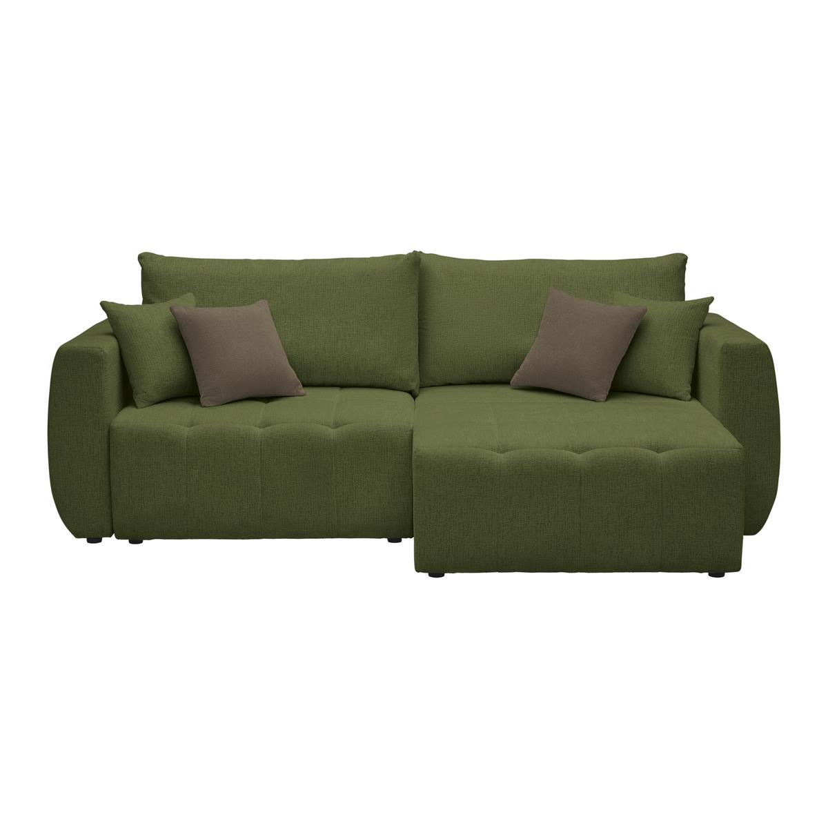 Schlafsofa Bologna Olivgrün - Schwarz/Olivgrün, Kunststoff/Textil (245/74-90/104cm) - Mömax