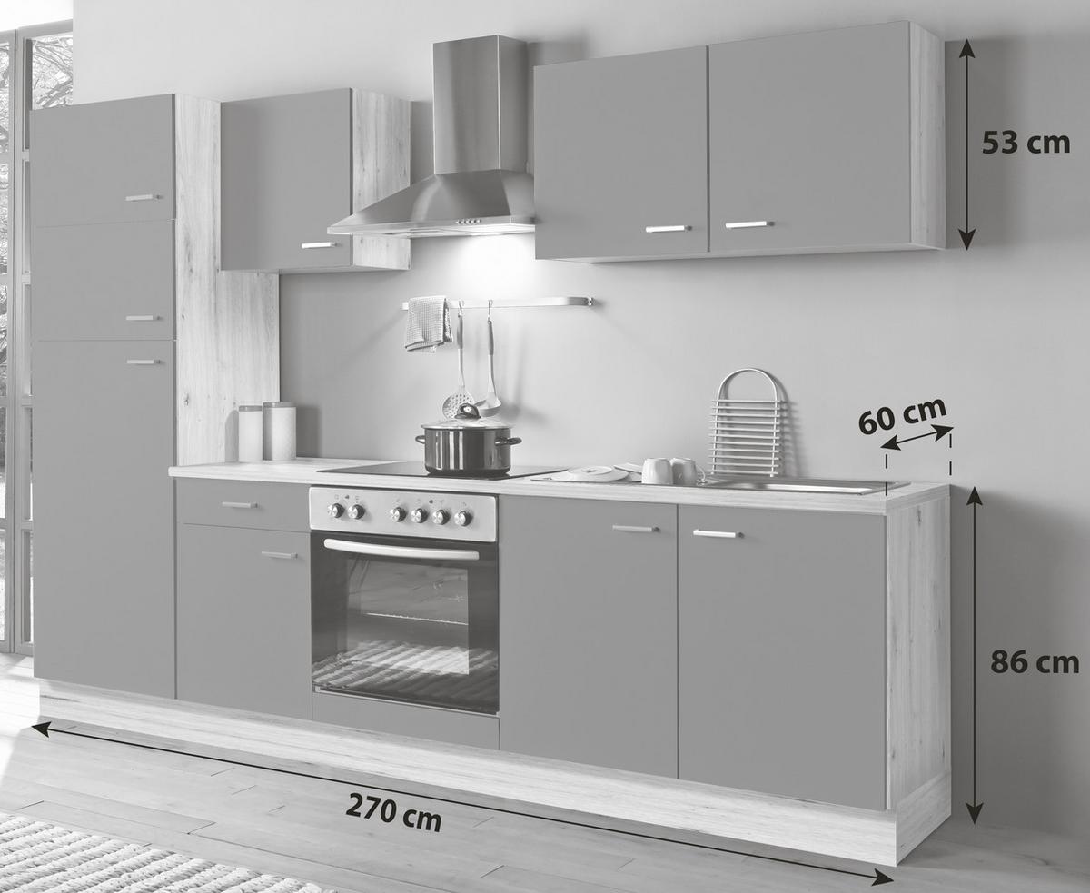 Küchenblock Artisan-Classic Weiß B: ca. 270 cm - Silberfarben/Weiß, KONVENTIONELL, Holzwerkstoff/Kunststoff (270cm) - Menke