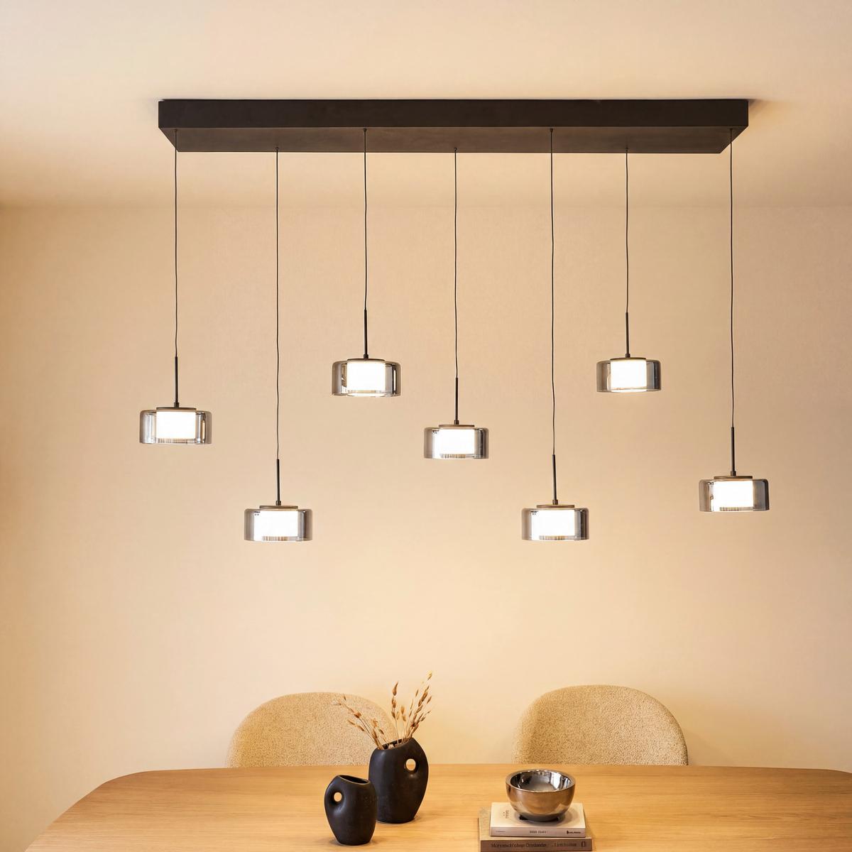 LAMPA WISZĄCA LED 2115-18 - czarny, Design, tworzywo sztuczne/metal (126/21/180cm) - Paul Neuhaus