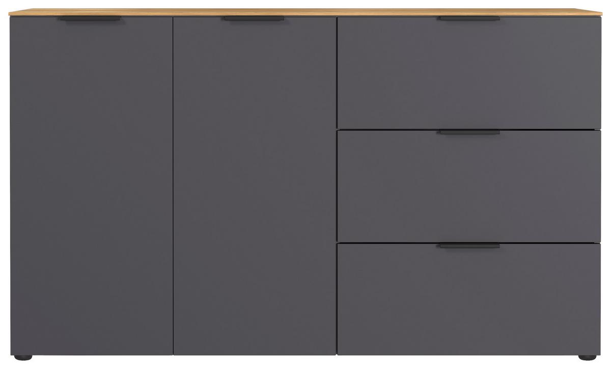 Kommode California in Graphitfarben/Eichefarben - Eichefarben/Graphitfarben, MODERN, Holzwerkstoff/Metall (151/98/40cm) - Premium Living