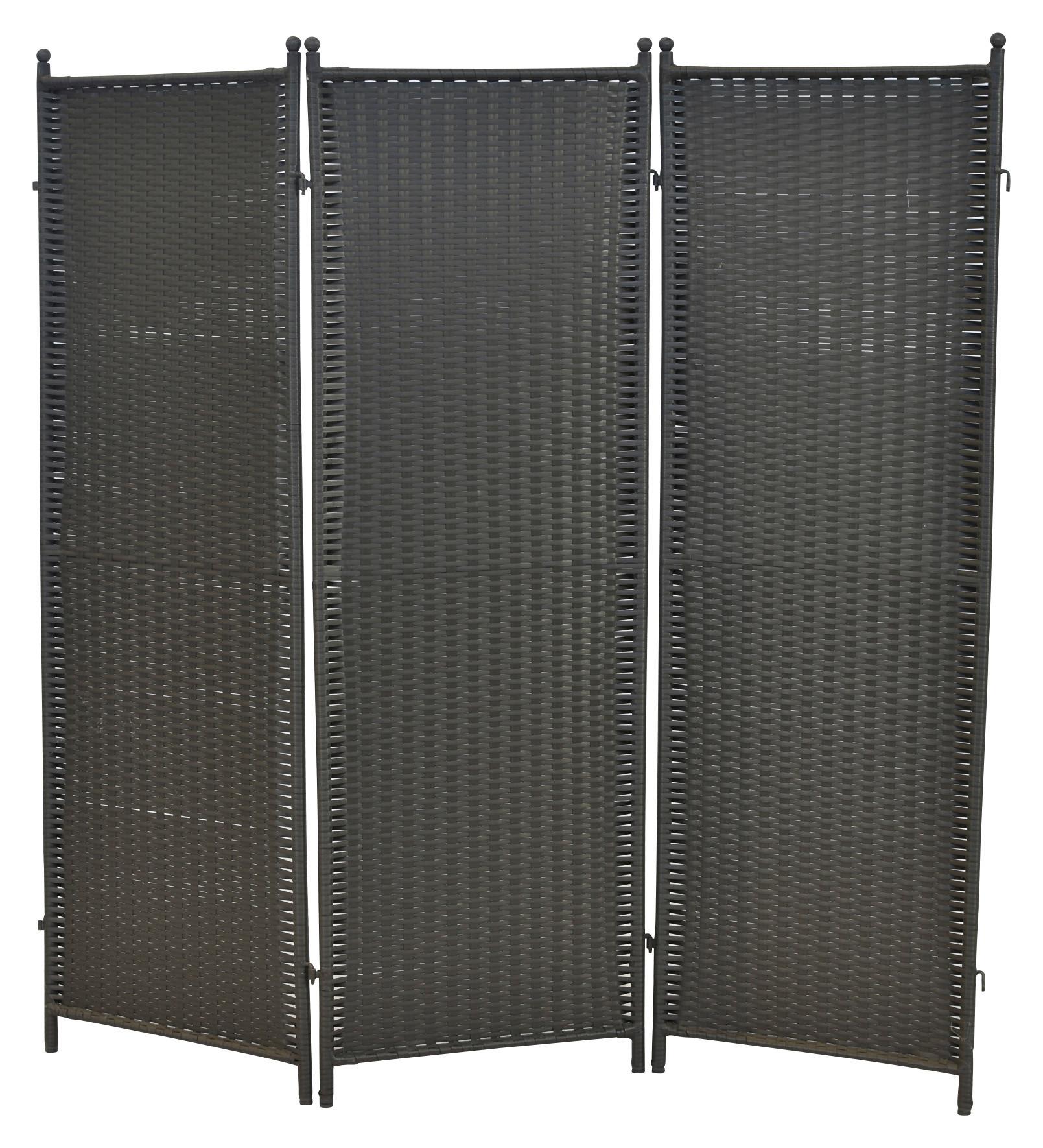 Paravent mit 3 Flügel ca. 183x183 cm Grau - Grau, MODERN, Kunststoff/Metall (183/183cm) - Ambia Garden