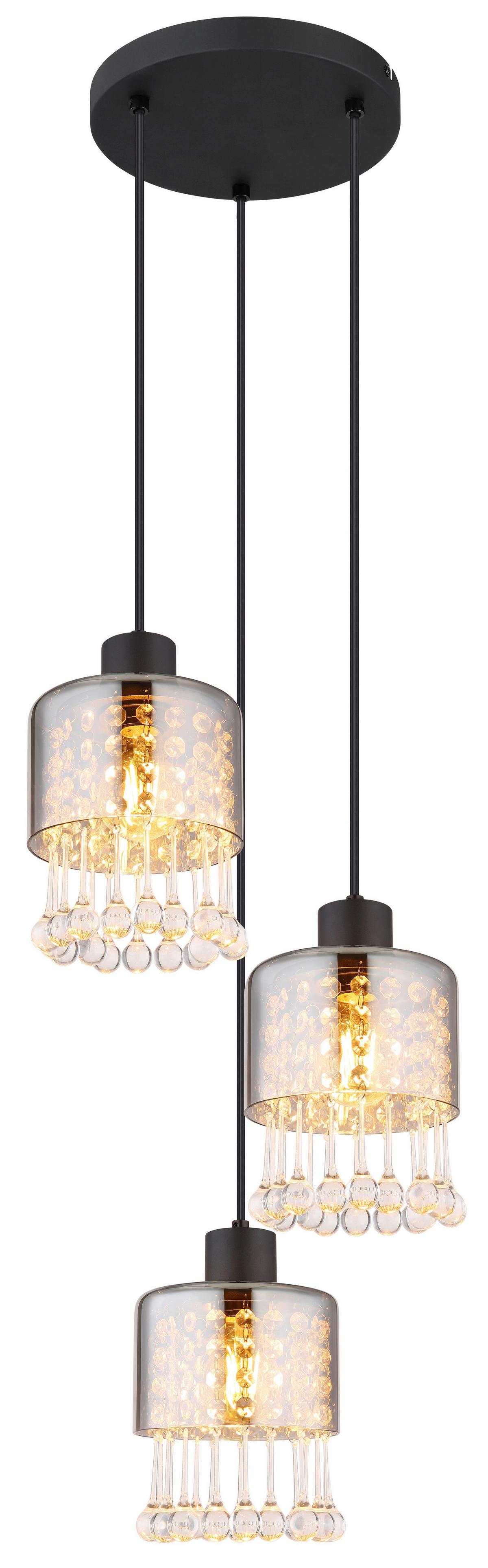 Hängeleuchte Hendry Klar/Schwarz max. 15 Watt - Klar/Schwarz, KONVENTIONELL, Glas/Kunststoff (33/120cm) - Globo