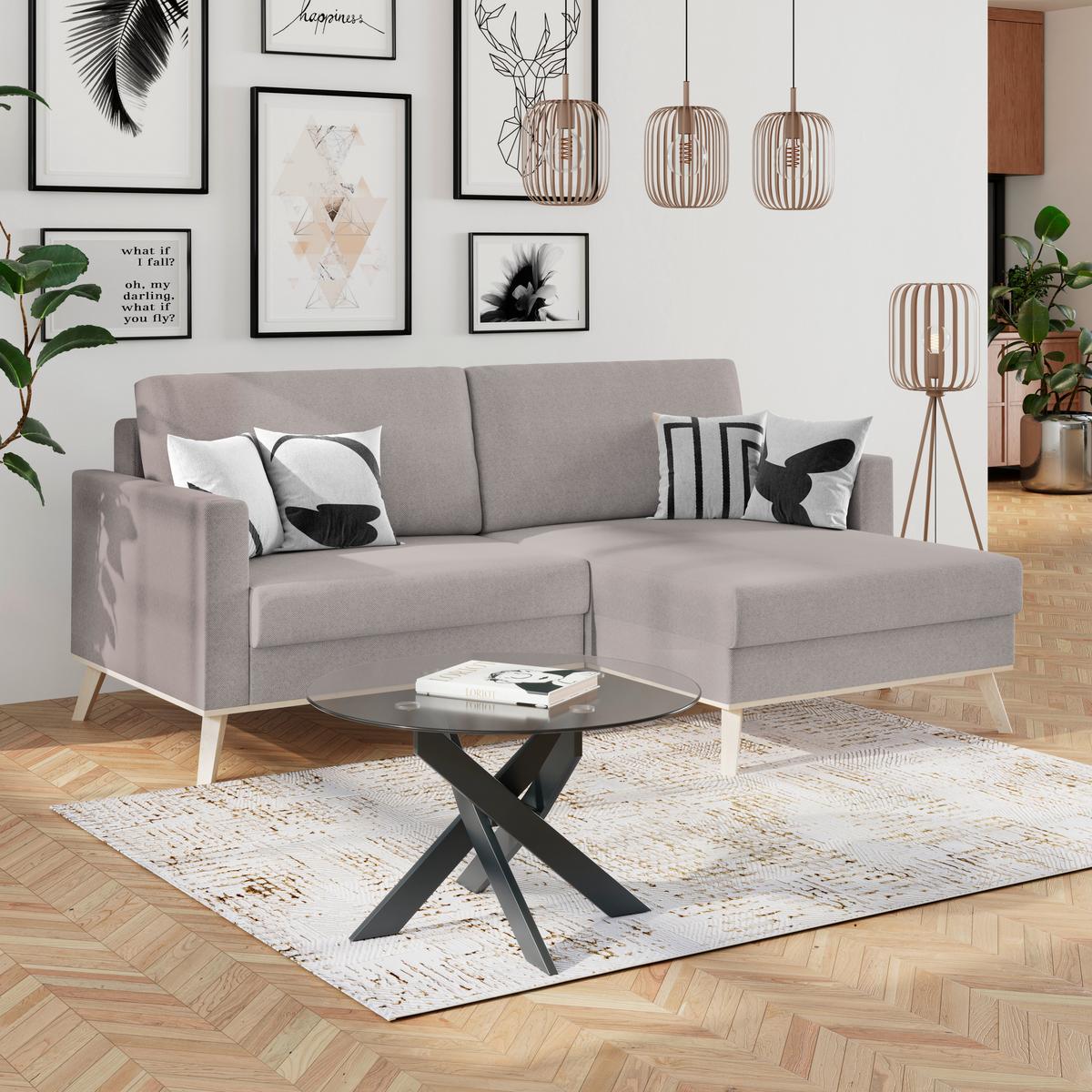 Kutna Garnitura Carini - boje hrasta/krem, Basics, tekstil/drvo (222/152cm) - Modern Living