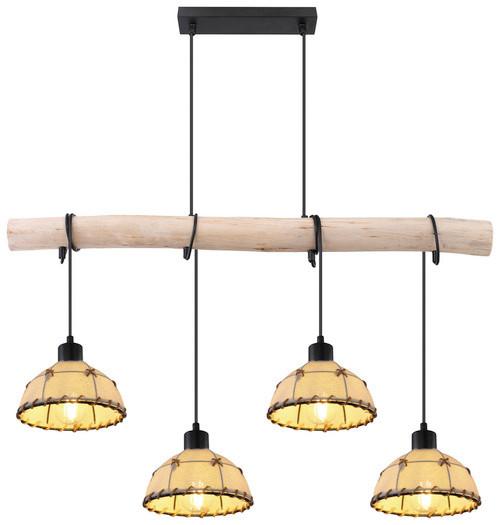 Hängeleuchte Rex max. 60 Watt - Beige/Schwarz, Natur, Naturmaterialien/Textil (85/18/120cm) - Globo