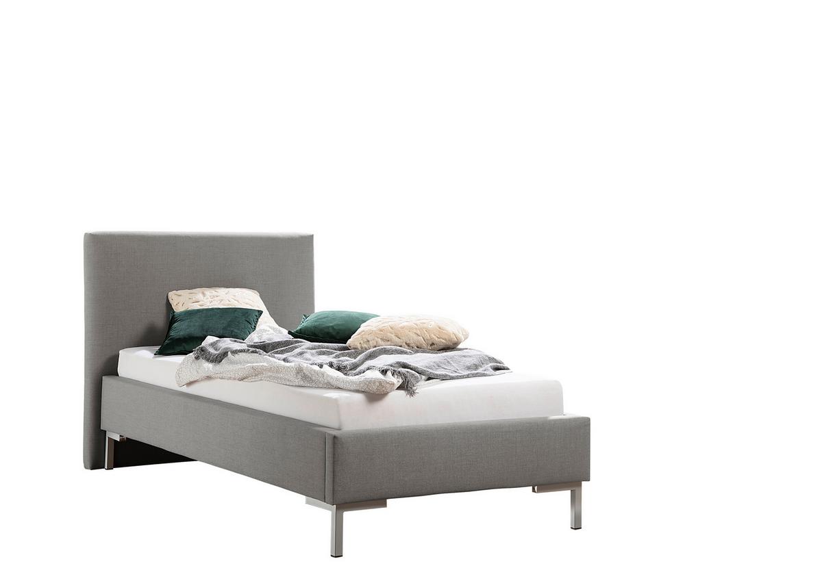 Polsterbett Minto Grau ca. 100x200 cm - Silberfarben/Grau, MODERN, Textil/Metall (100/200cm) - Livetastic