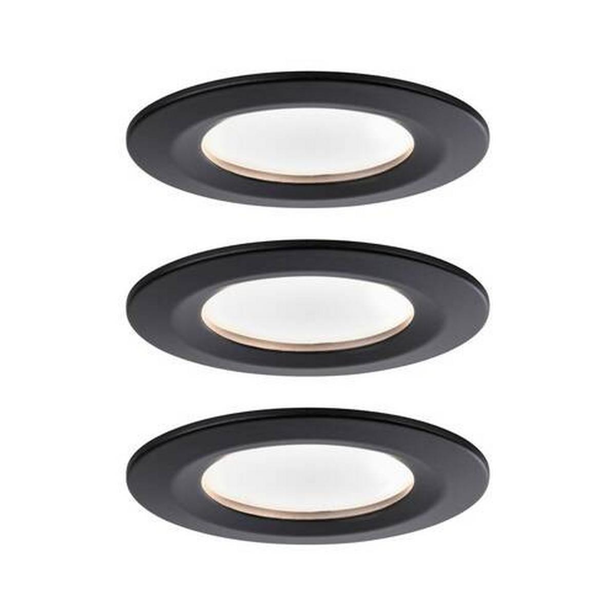Deckenleuchte Nova max. 6,5 Watt, 3-teilig - Schwarz, Basics, Metall (7,8cm) - Paulmann