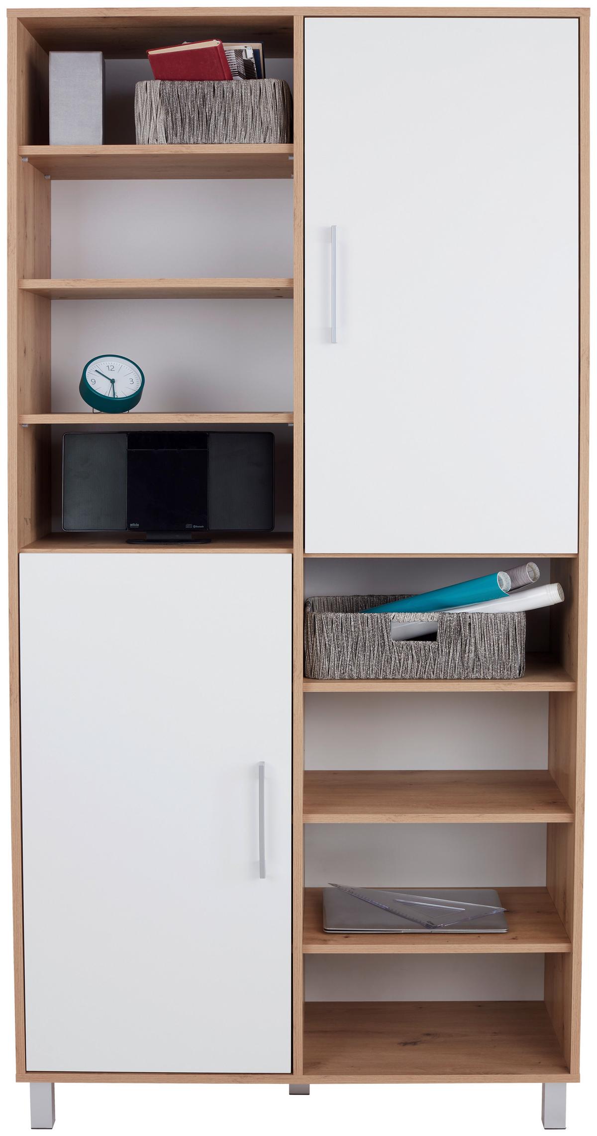 Regal Box - bijela/boje hrasta, Moderno, drvni materijal/plastika (98/205/40cm) - Modern Living