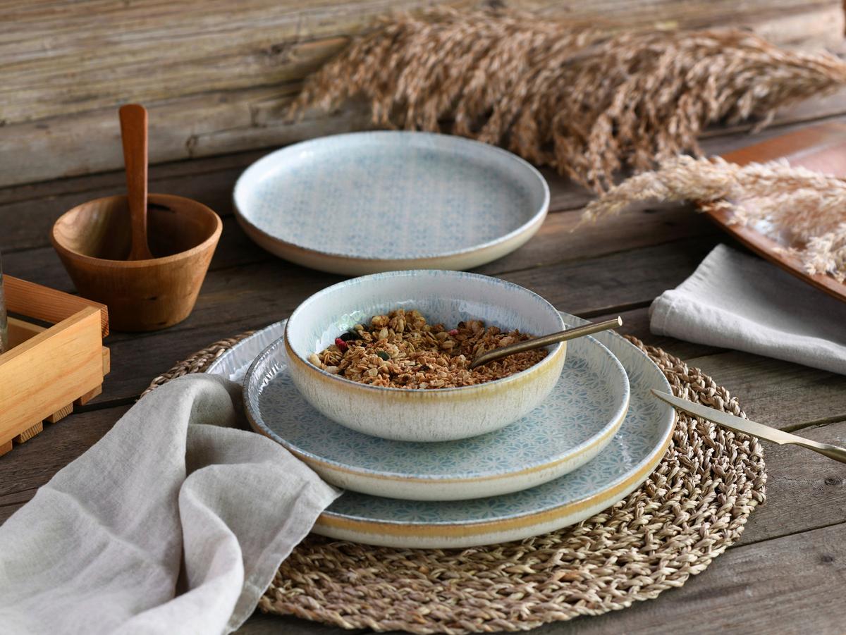 Jedilni Servis Emiliana Blue, 12-Delni - svetlo modra/krem barve, Basics, keramika - Creatable