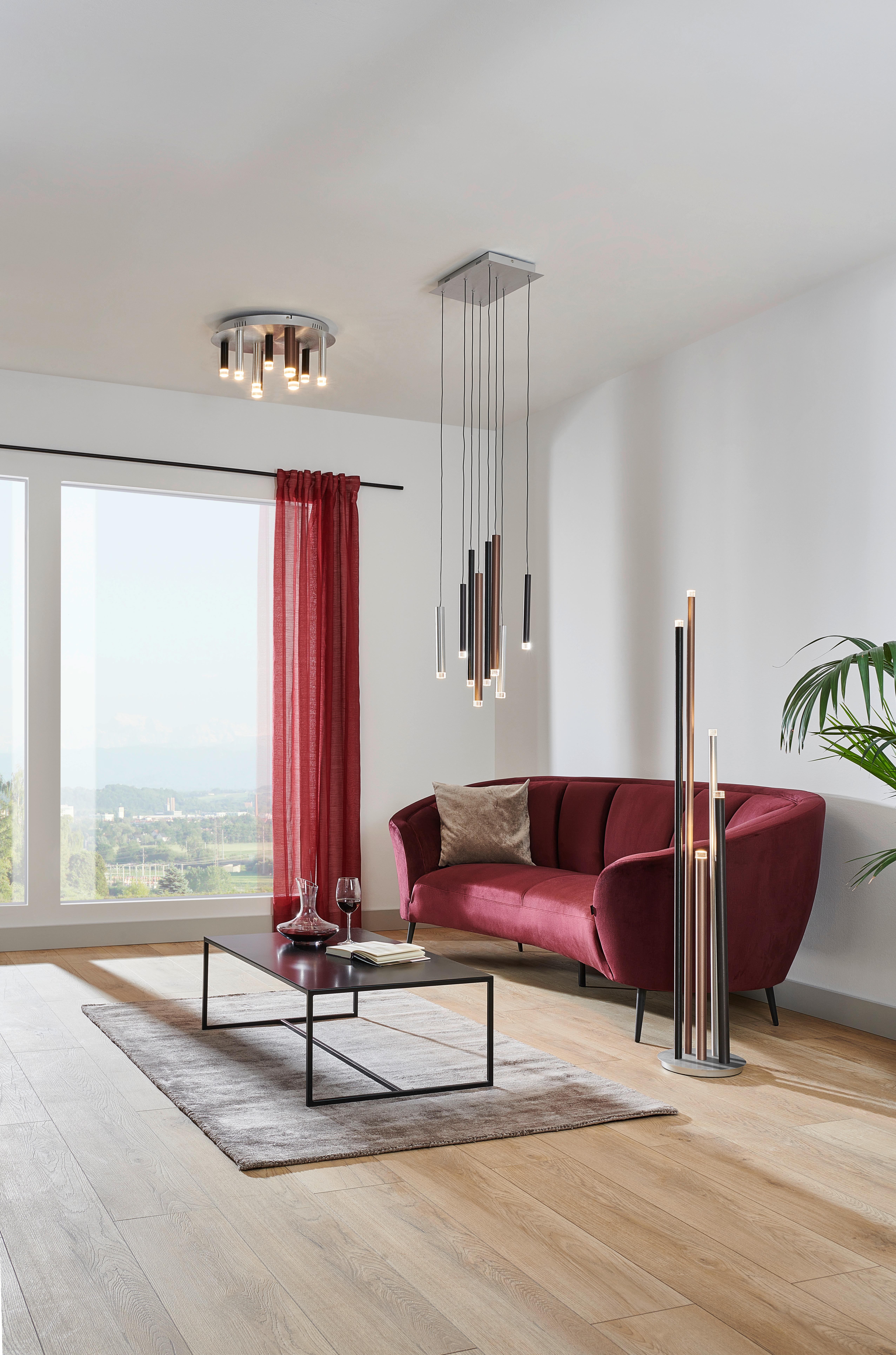 LAMPA WISZĄCA LED G93763/20 CEMBALO - czarny/kolor aluminiowy, Design, tworzywo sztuczne/metal (40/25/180cm)
