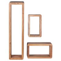 Wandregalset Boha 3er Set Echtholz - Akaziefarben, KONVENTIONELL, Holz (80/20/15cm) - MID.YOU