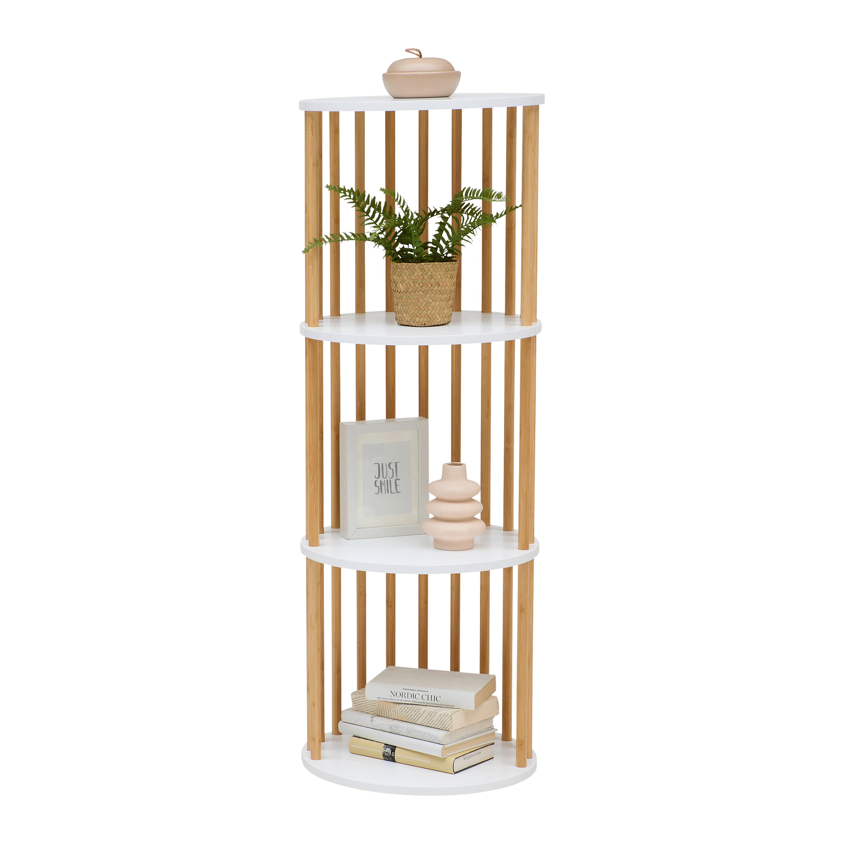 HYLLA ZORA -EXKLUSIV- - vit/naturfärgad, Modern, trämaterial/naturmaterial (40/114/40cm) - Mömax
