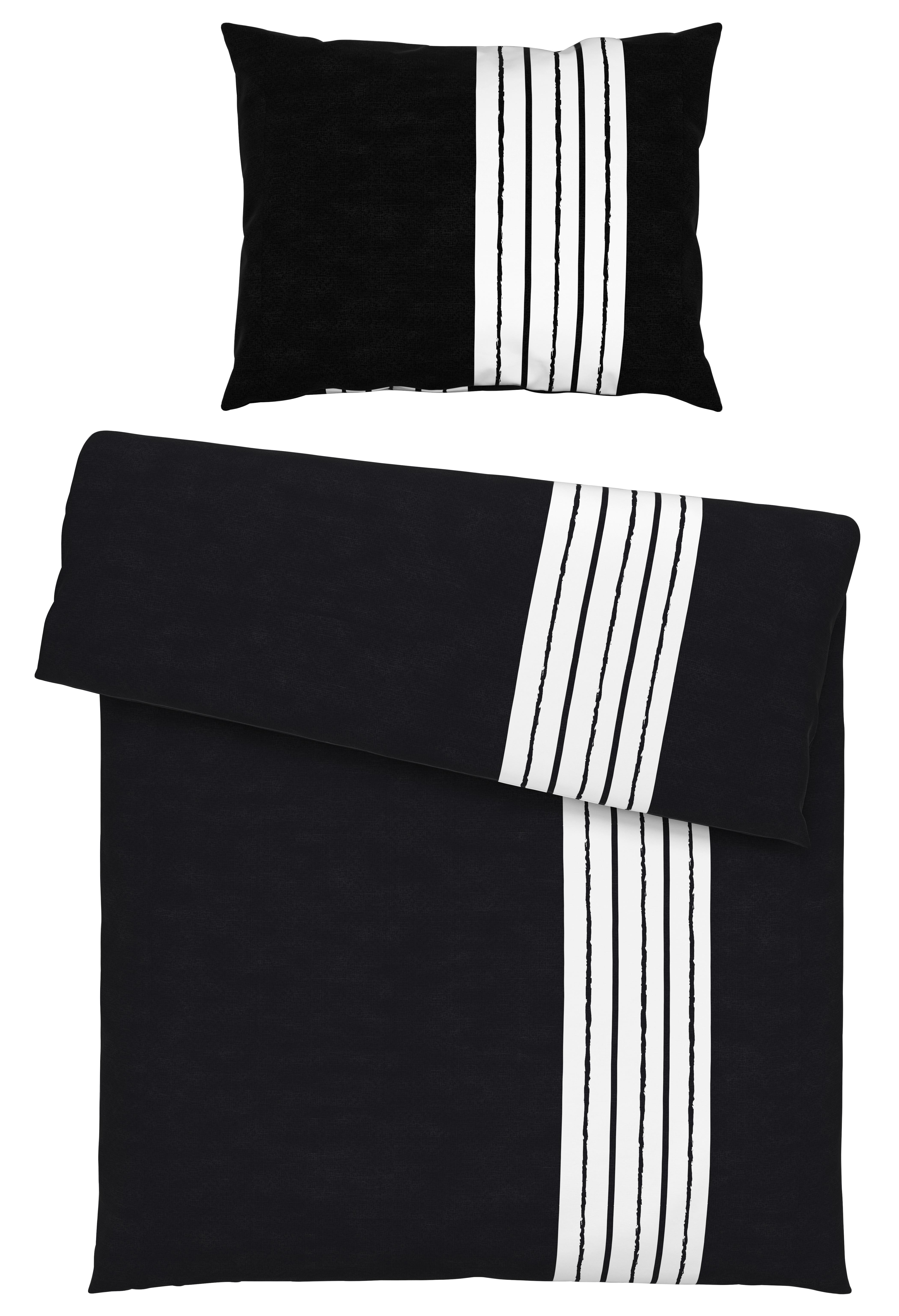 Bettwäsche Stripes in Schwarz ca. 140x200cm - Schwarz, MODERN, Textil (140/200cm) - Modern Living