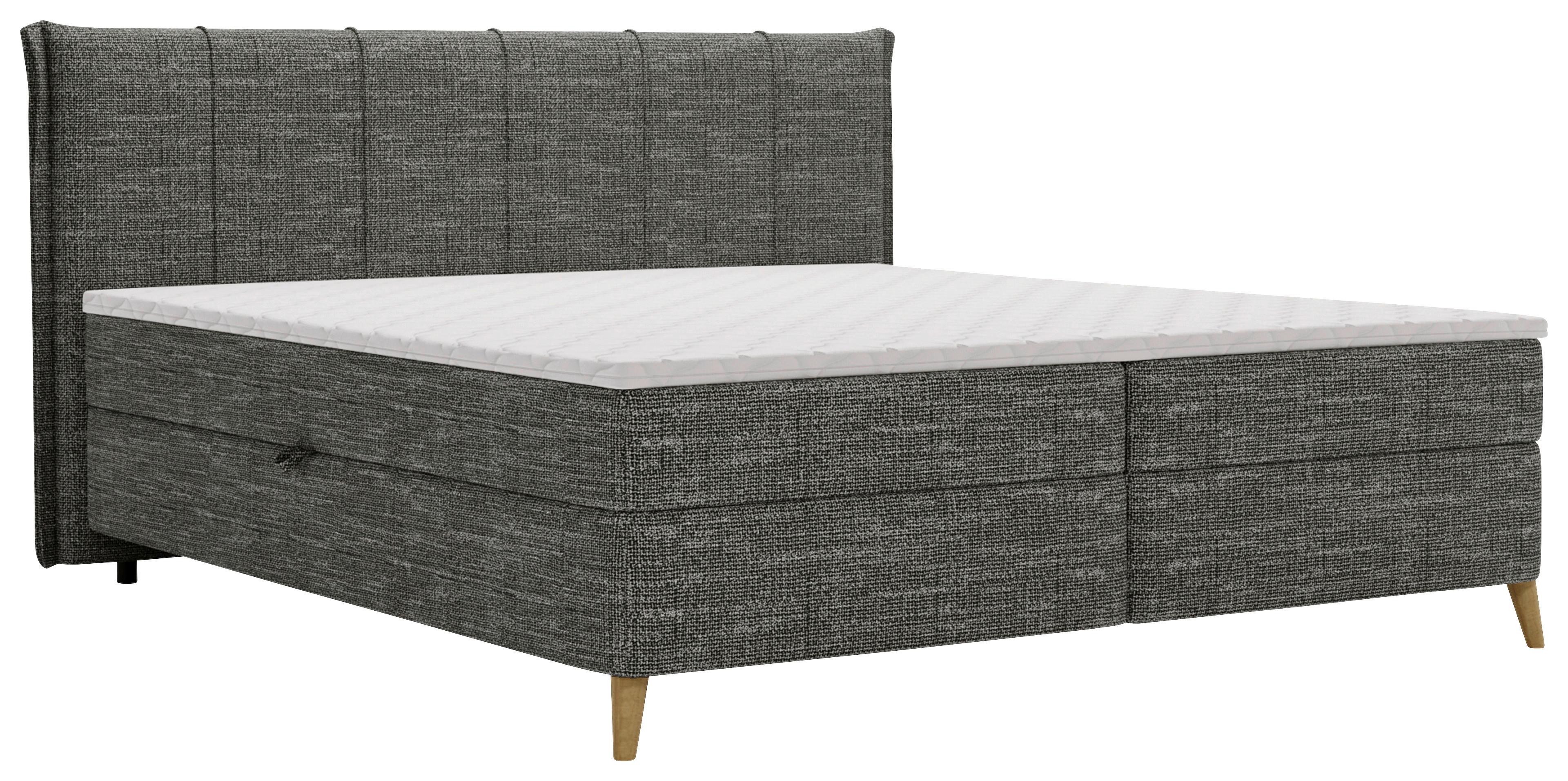 Boxbett Veloria Anthrazit ca. 180x200cm - Anthrazit/Schwarz, KONVENTIONELL, Textil/Metall (180/200cm) - Based