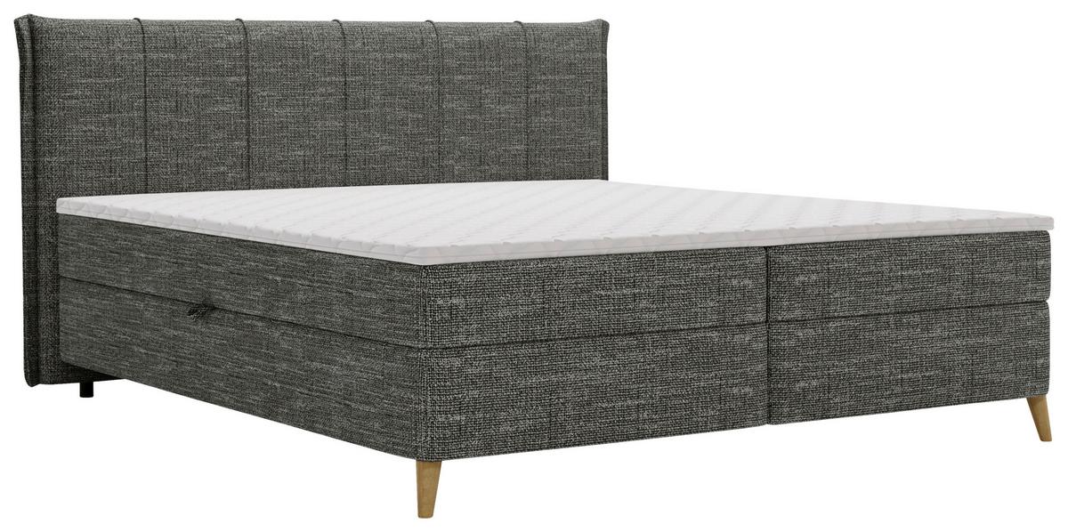 Boxbett Veloria Anthrazit ca. 180x200cm - Anthrazit/Schwarz, KONVENTIONELL, Textil/Metall (180/200cm) - Based