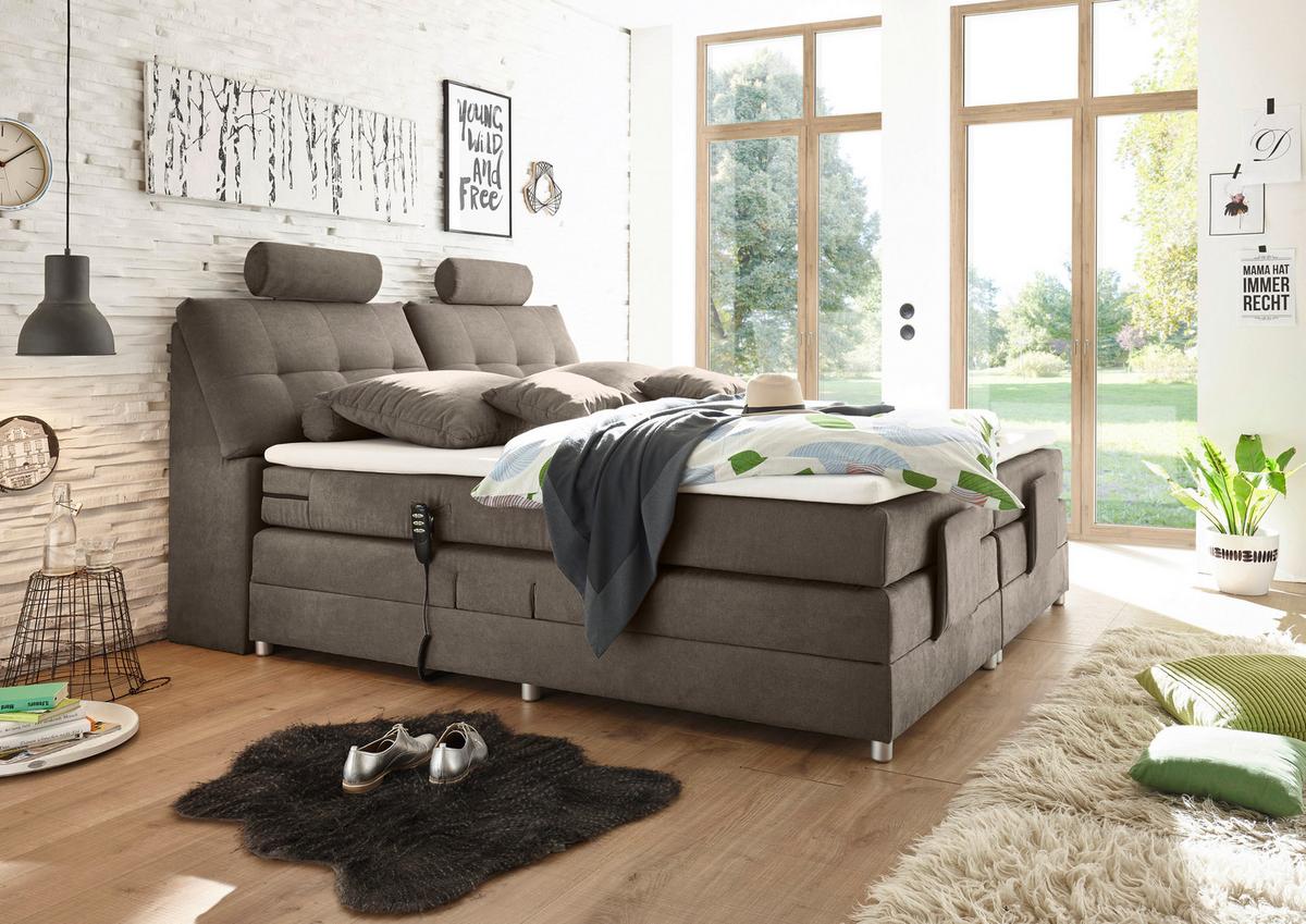 Boxspringbett Palermo elektrisch 180x200cm Braun - Silberfarben/Braun, MODERN, Holzwerkstoff/Kunststoff (180/200cm) - MID.YOU